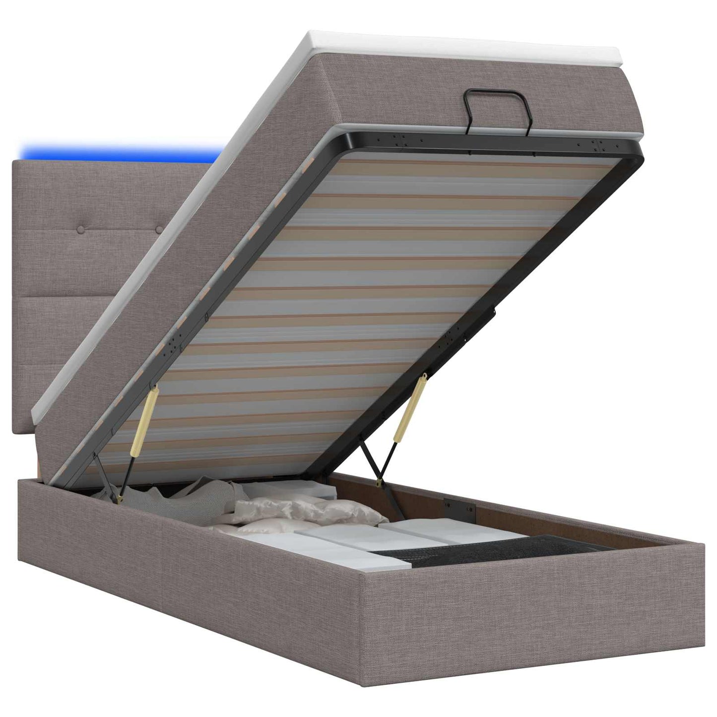 Ottoman-Bett mit Matratze und LED Taupe 90 x 190 cm Stoff
