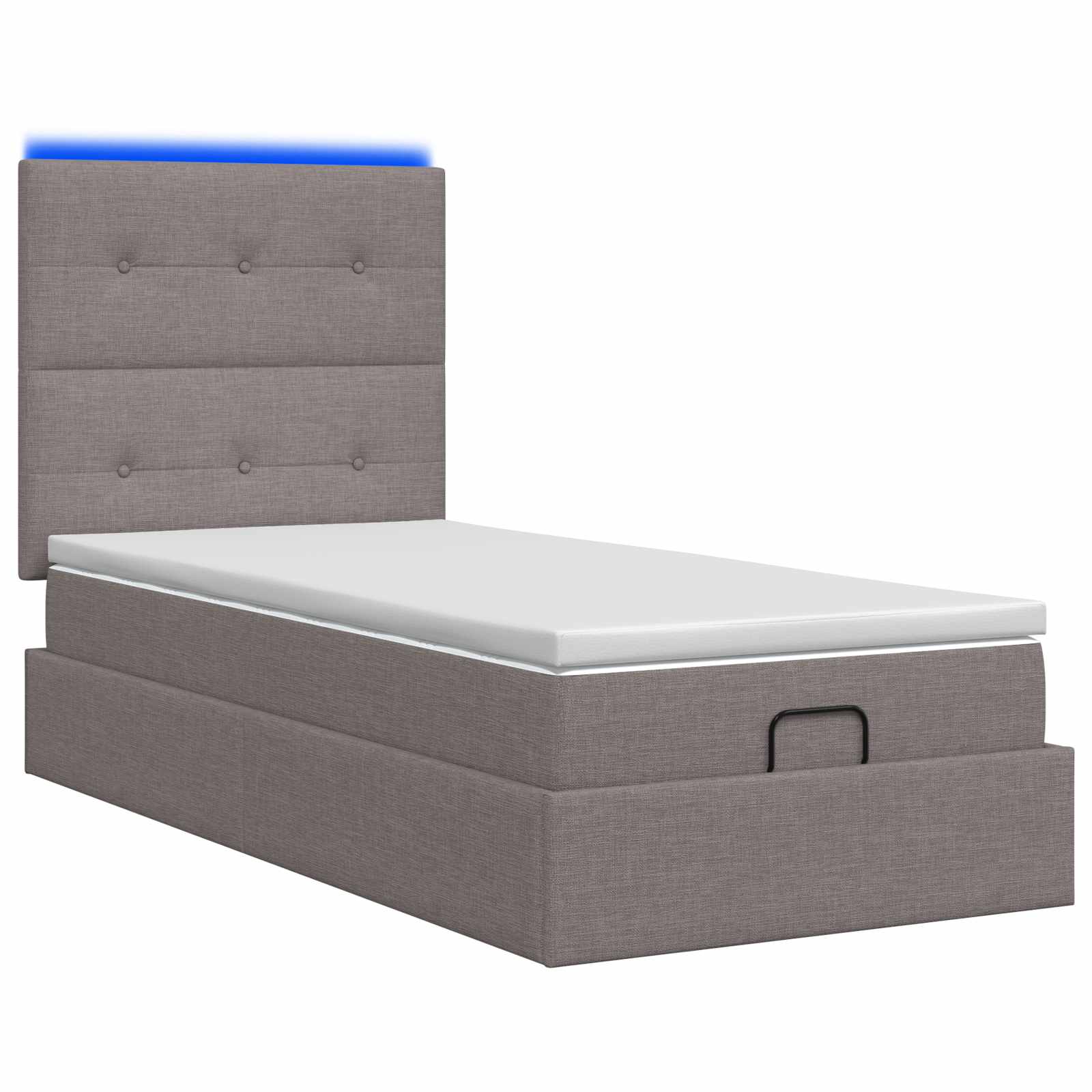 Ottoman-Bett mit Matratze und LED Taupe 90 x 190 cm Stoff