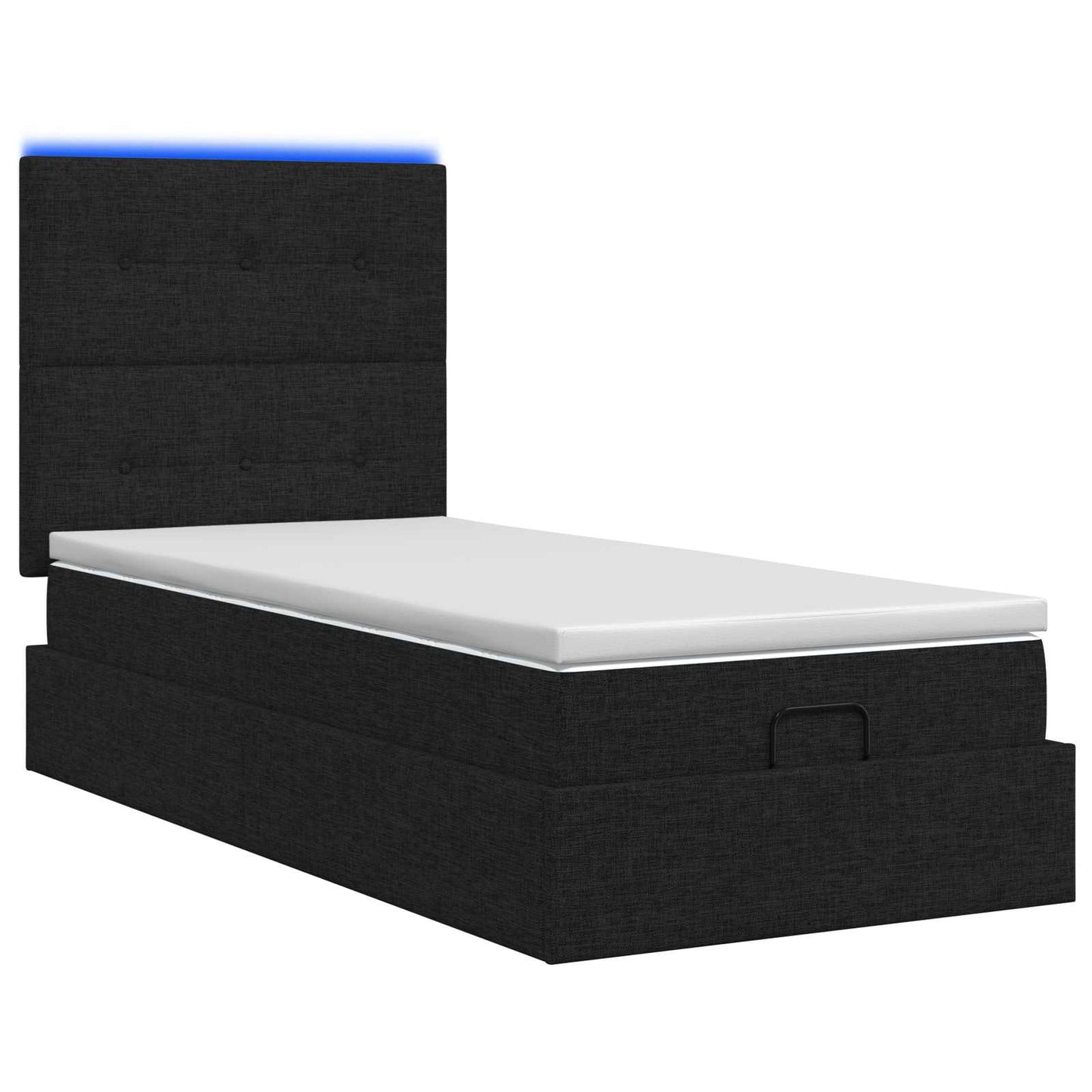 Ottoman-Bett mit Matratze und LED Schwarz 90 x 200 cm Stoff