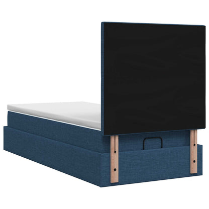 Ottoman-Bett mit Matratze und LED Blau 90 x 200 cm Stoff
