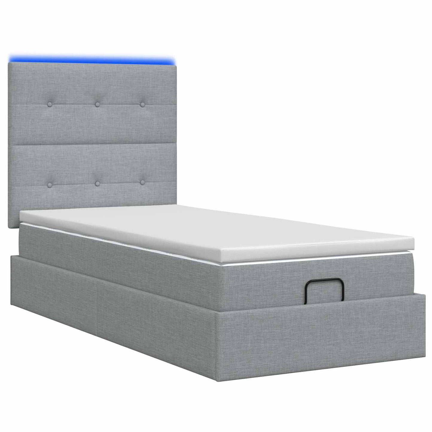 Ottoman-Bett mit Matratze und LED Hellgrau 100 x 200 cm Stoff