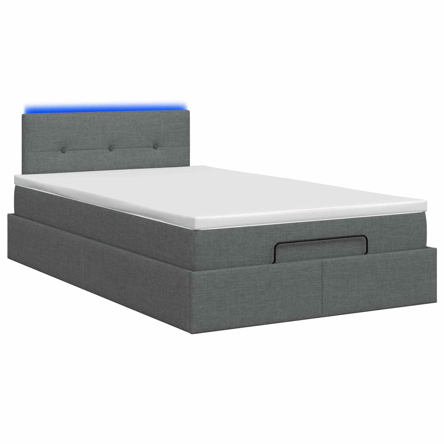 Ottoman-Bett mit Matratze und LED Dunkelgrau 120 x 190 cm Stoff