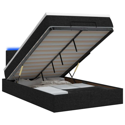 Ottoman-Bett mit Matratze und LED Schwarz 120 x 190 cm Stoff