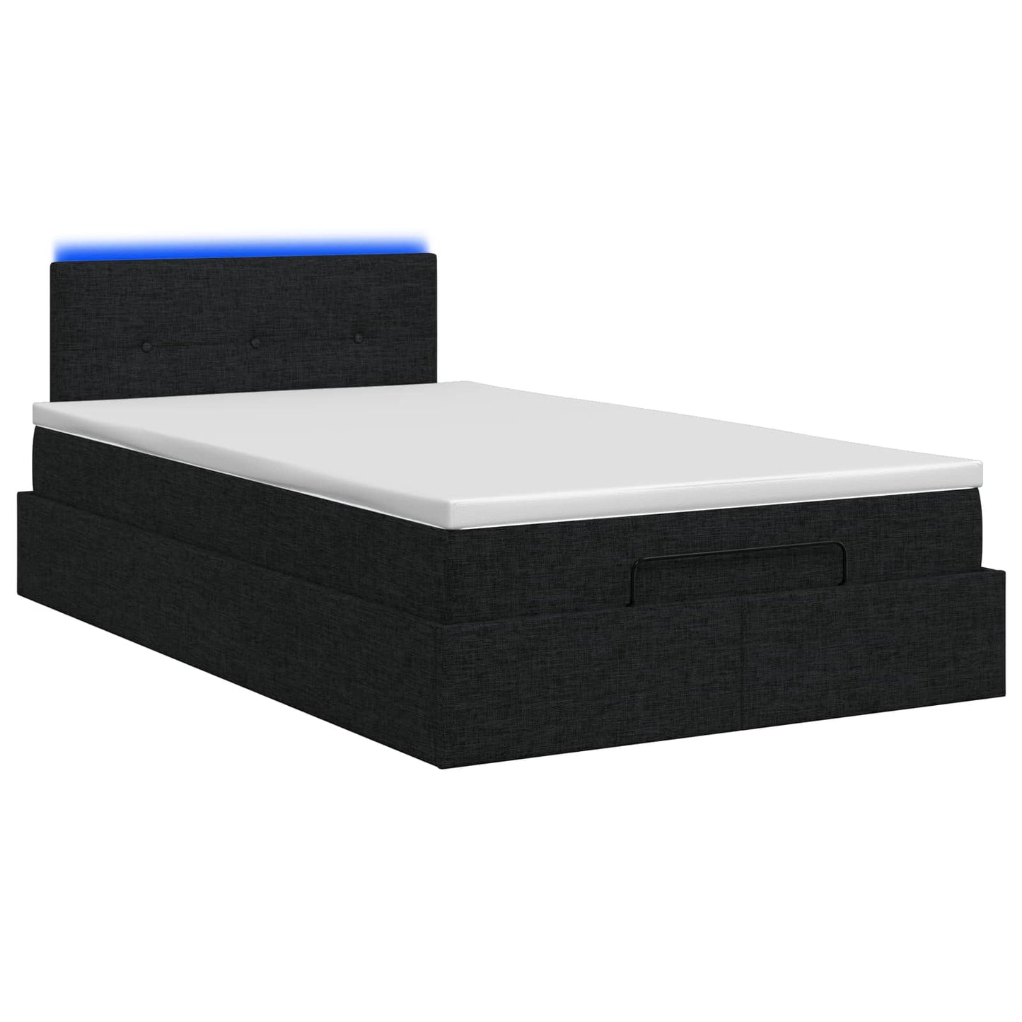 Ottoman-Bett mit Matratze und LED Schwarz 120 x 190 cm Stoff