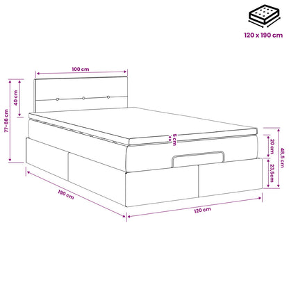 Ottoman-Bett mit Matratze und LED Schwarz 120 x 190 cm Stoff