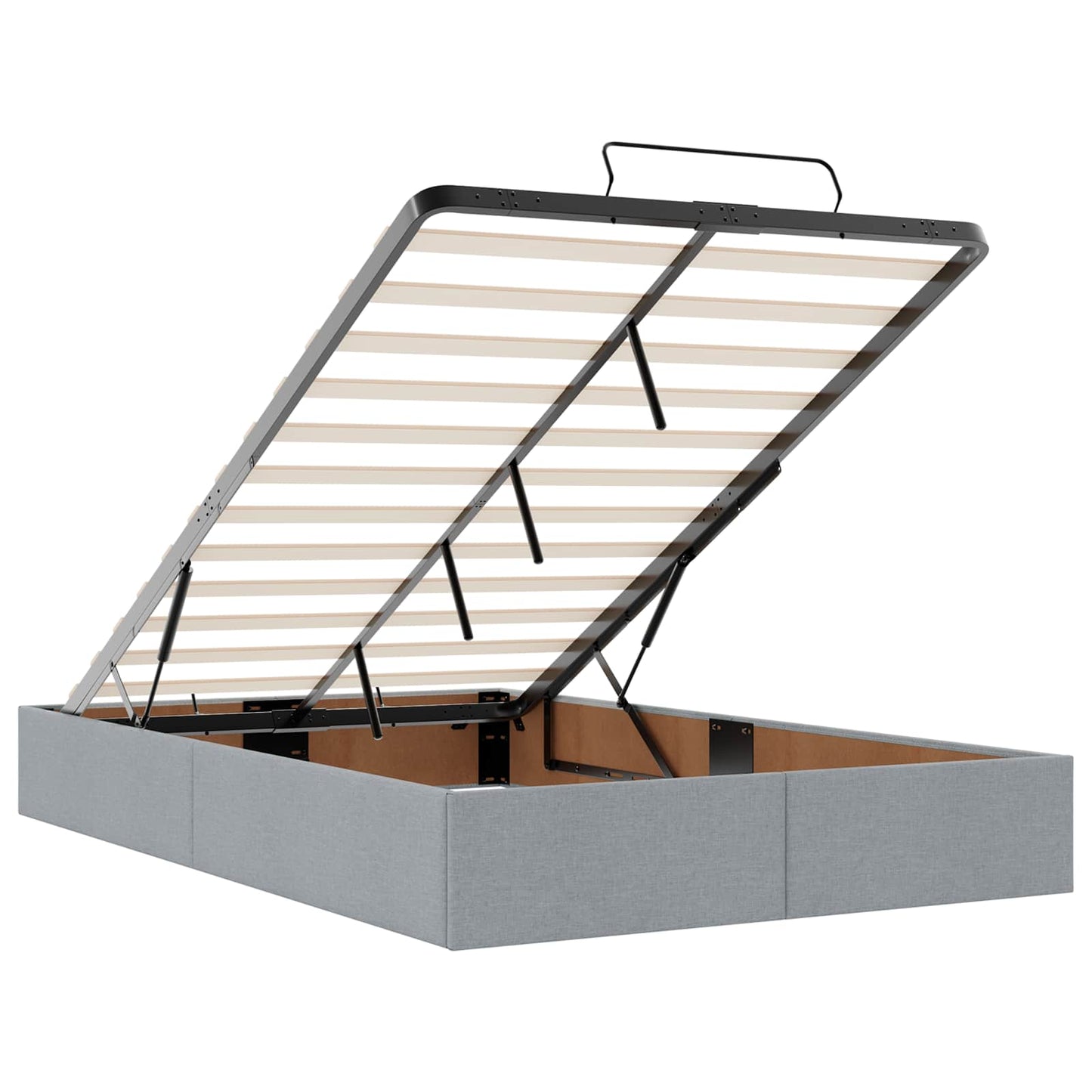 Ottoman-Bett mit Matratze und LED Hellgrau 120 x 200 cm Stoff