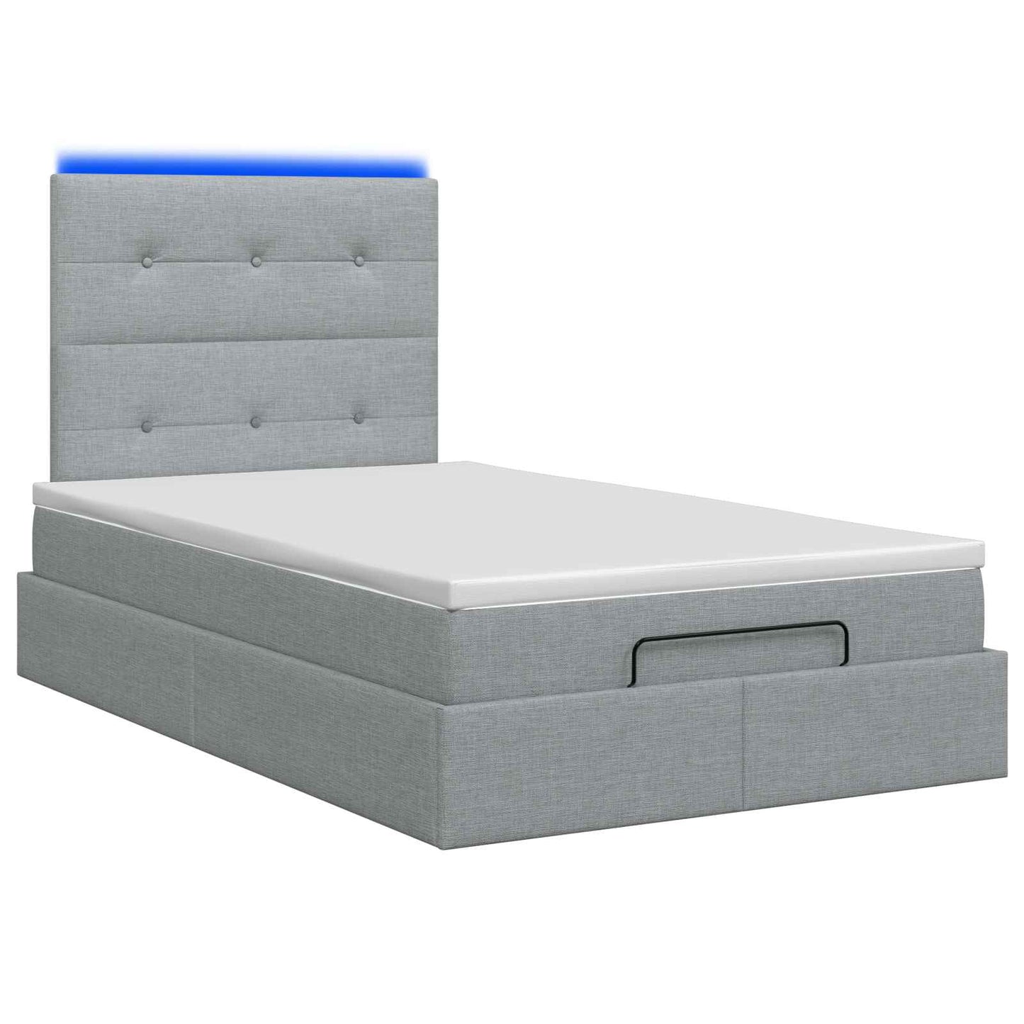 Ottoman-Bett mit Matratze und LED Hellgrau 120 x 200 cm Stoff