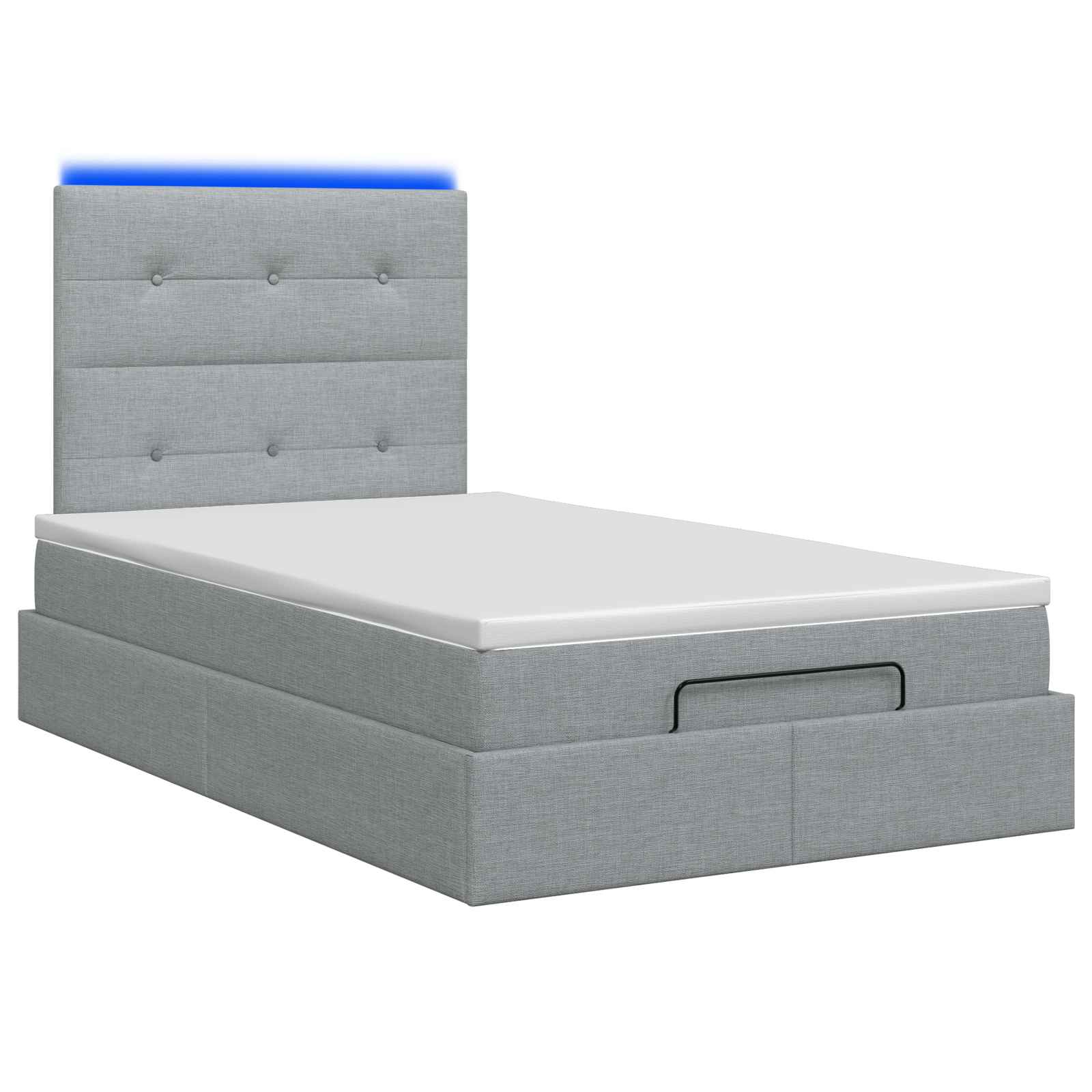 Ottoman-Bett mit Matratze und LED Hellgrau 120 x 200 cm Stoff