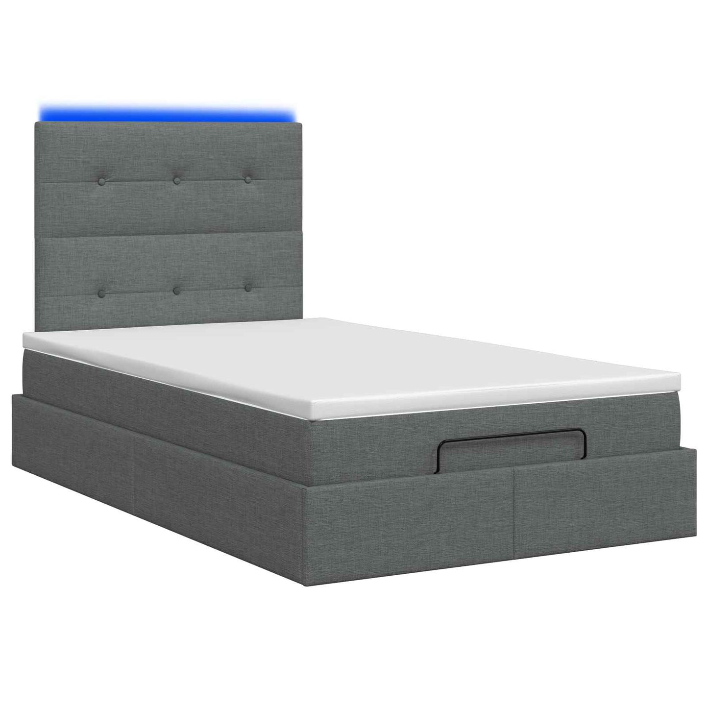 Ottoman-Bett mit Matratze und LED Dunkelgrau 120 x 200 cm Stoff
