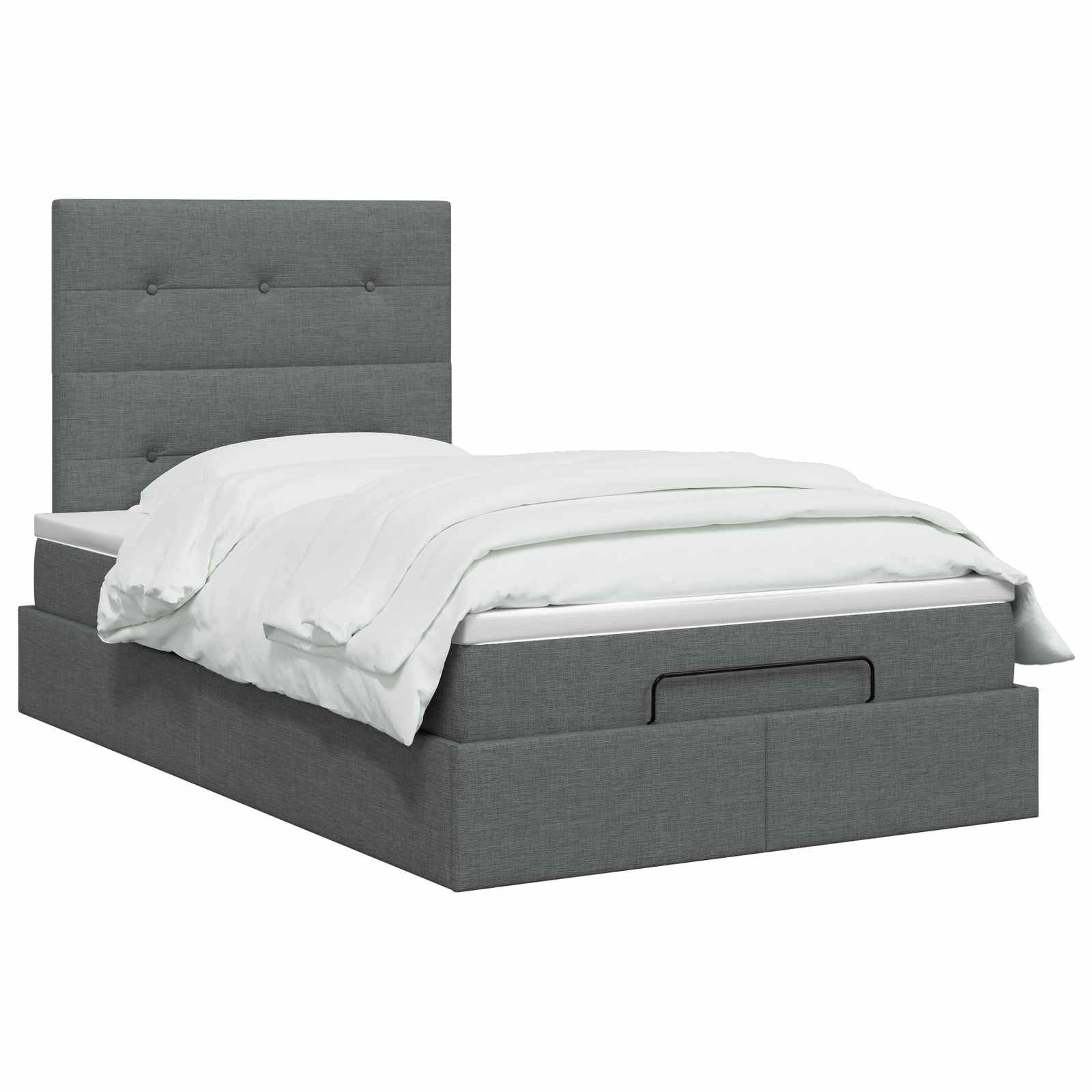 Ottoman-Bett mit Matratze und LED Dunkelgrau 120 x 200 cm Stoff