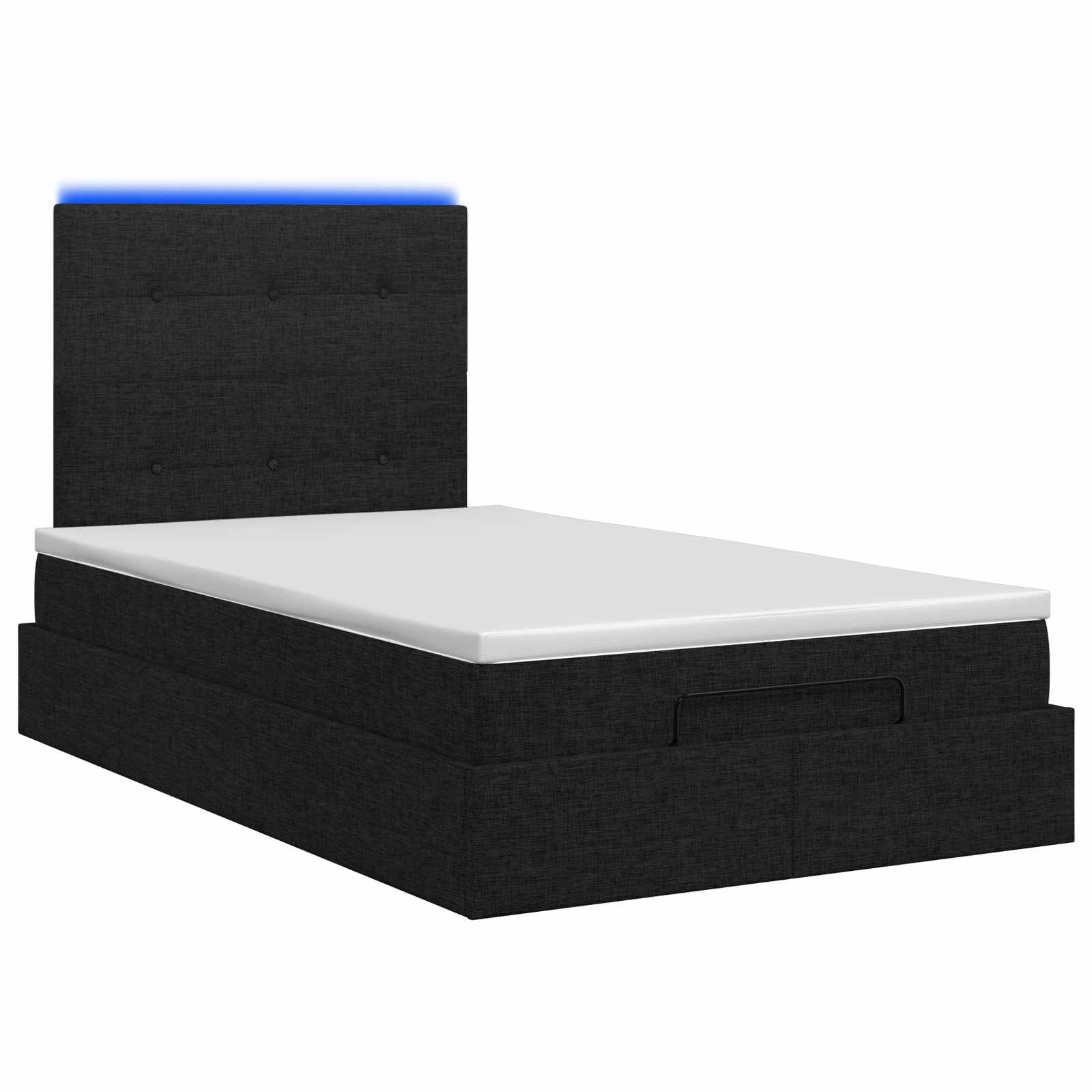 Ottoman-Bett mit Matratze und LED Schwarz 120 x 200 cm Stoff
