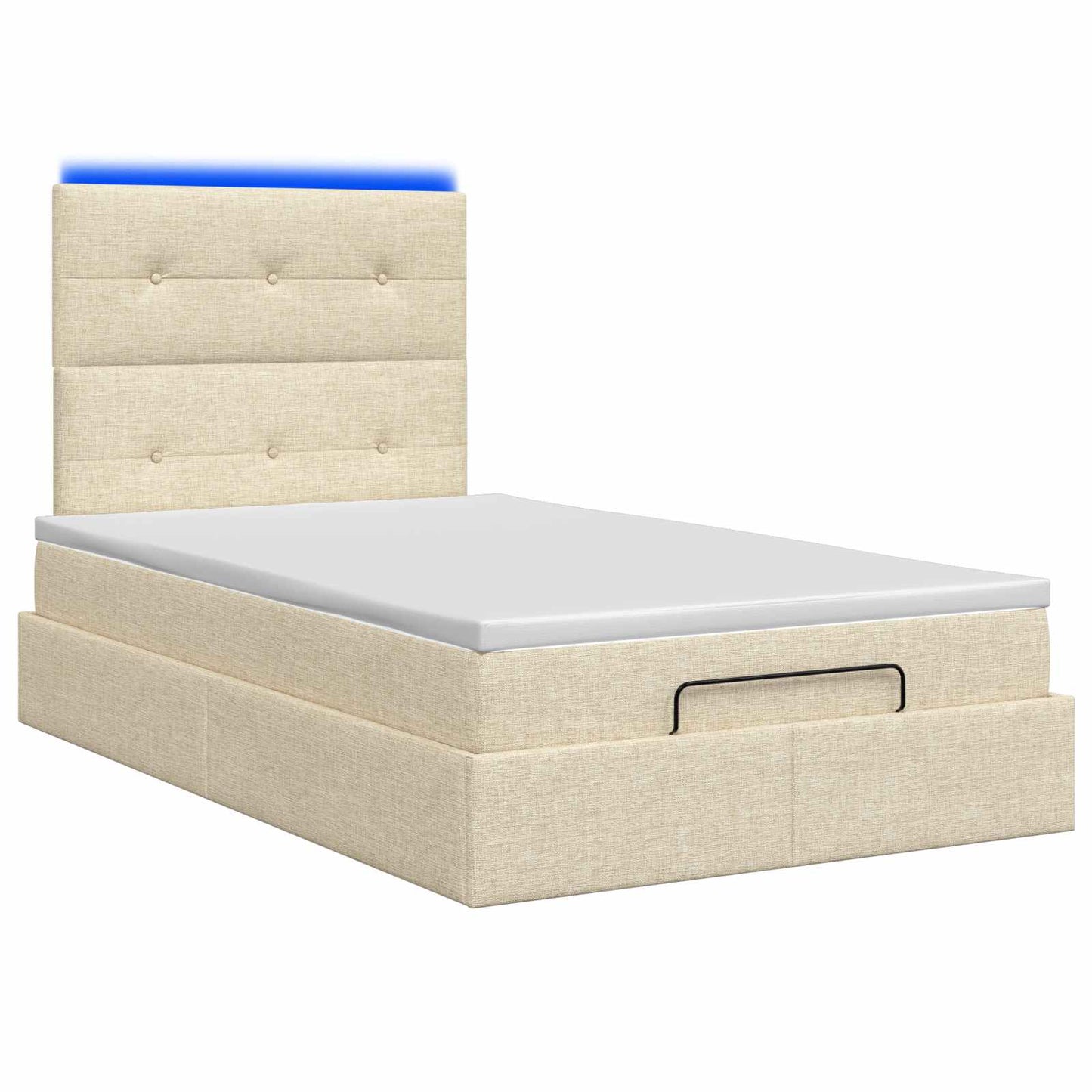Ottoman-Bett mit Matratze und LED Creme 120 x 200 cm Stoff