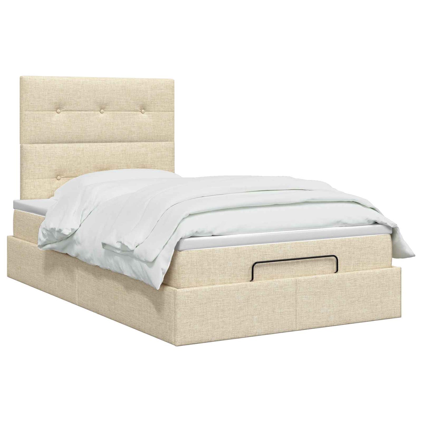 Ottoman-Bett mit Matratze und LED Creme 120 x 200 cm Stoff