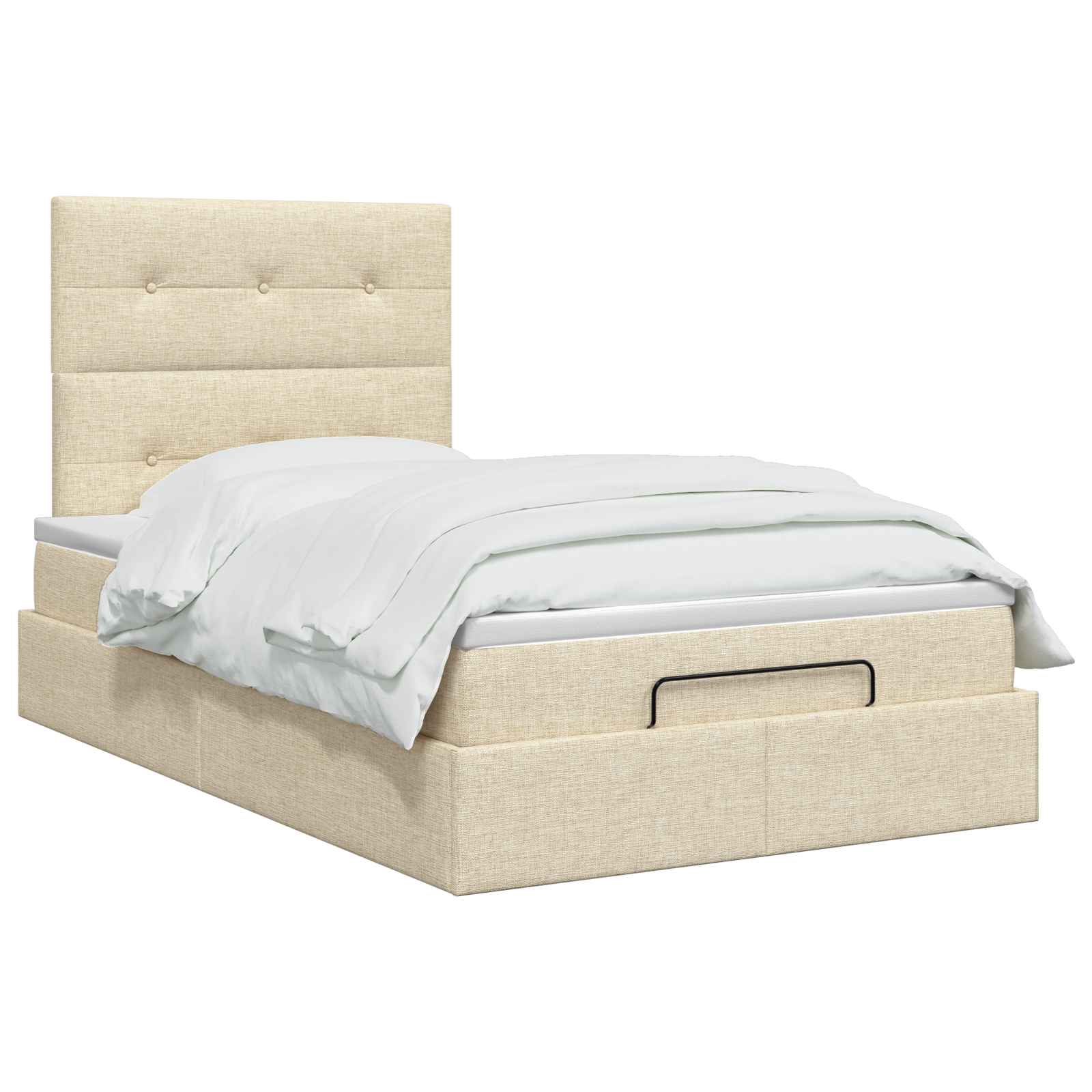 Ottoman-Bett mit Matratze und LED Creme 120 x 200 cm Stoff