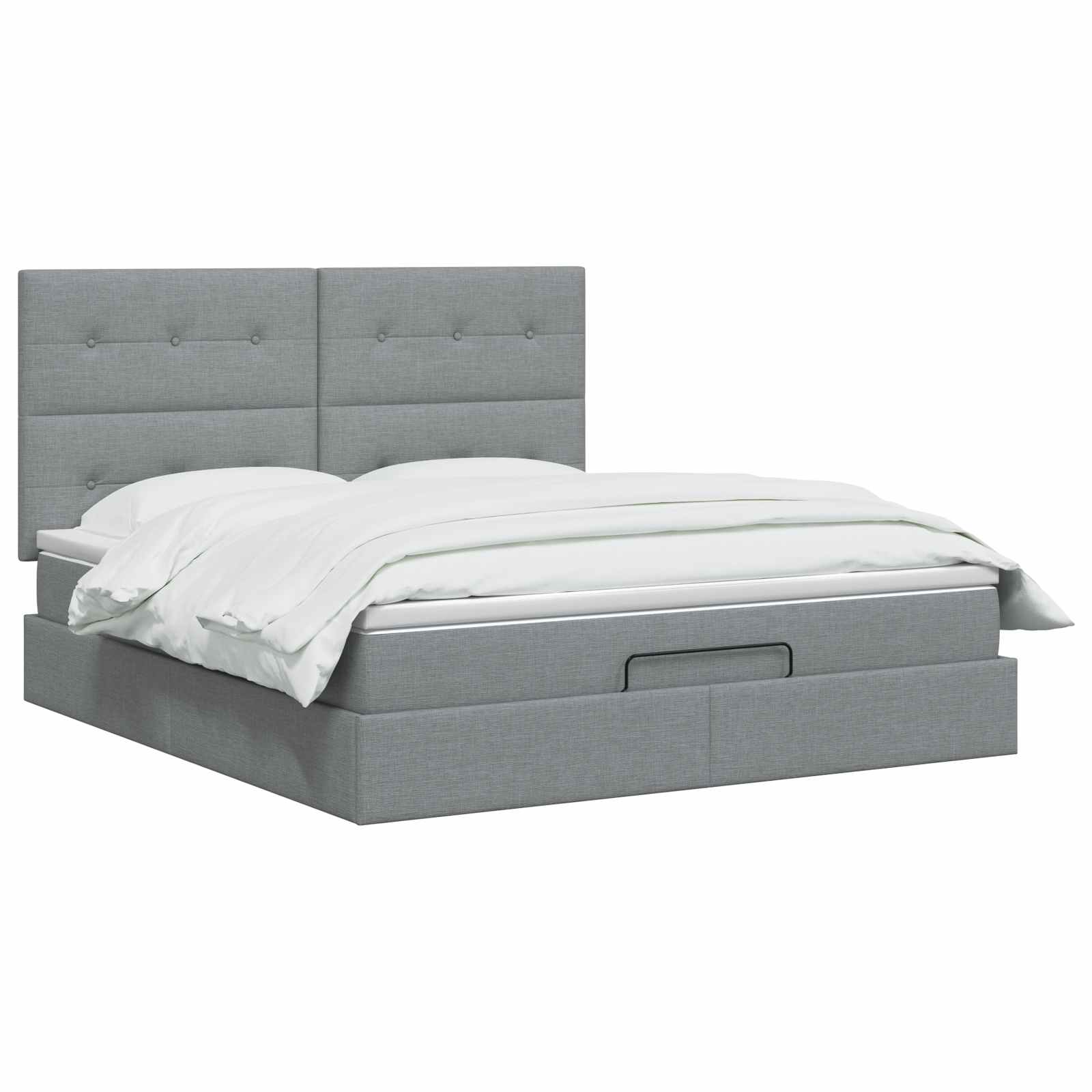 Ottoman-Bett mit Matratze und LED Hellgrau 140 x 190 cm Stoff