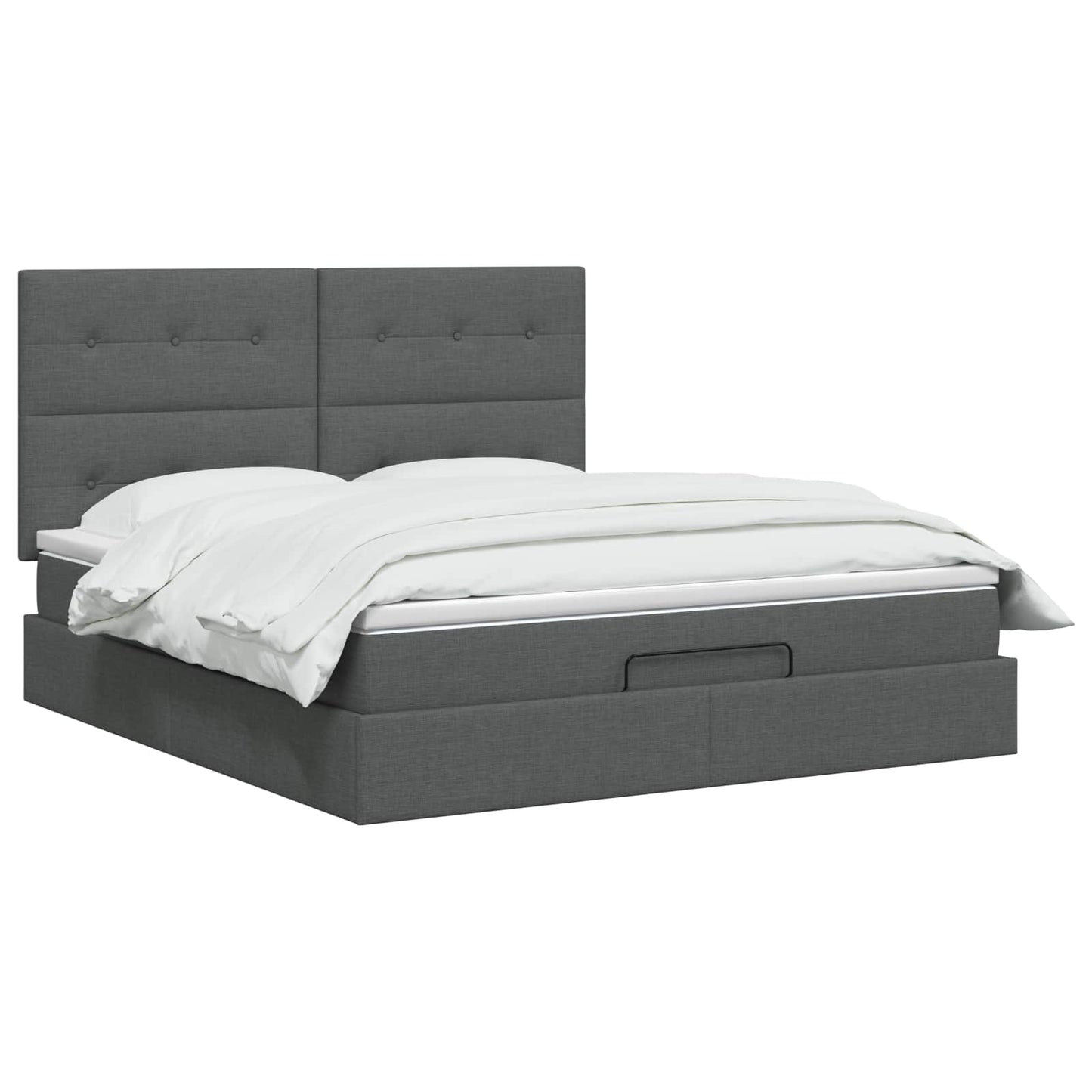 Ottoman-Bett mit Matratze und LED Dunkelgrau 140 x 190 cm Stoff