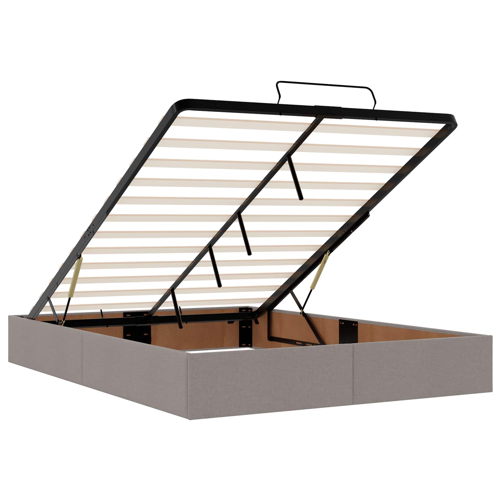 Ottoman-Bett mit Matratze und LED Taupe 140 x 190 cm Stoff