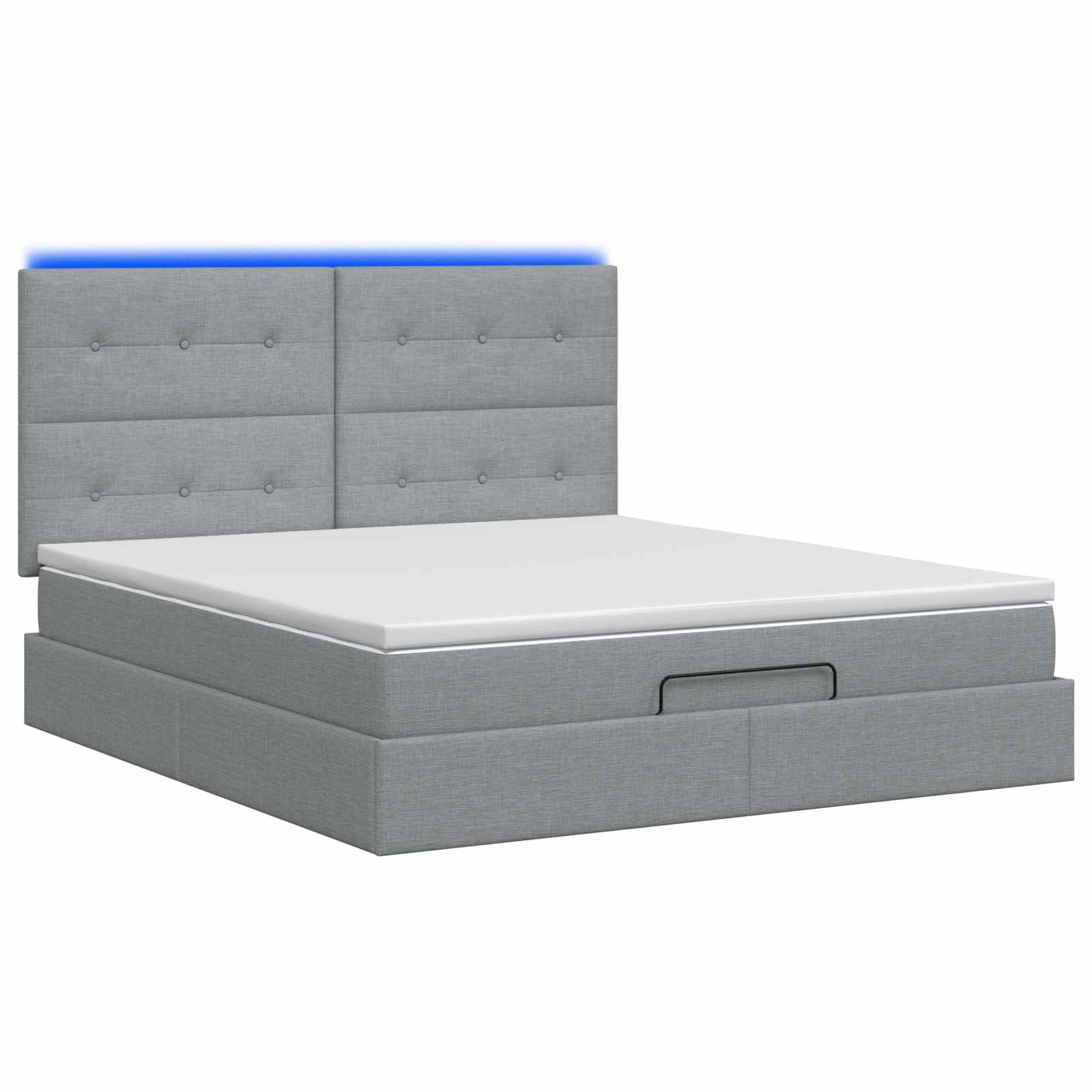 Ottoman-Bett mit Matratze und LED Hellgrau 140 x 200 cm Stoff