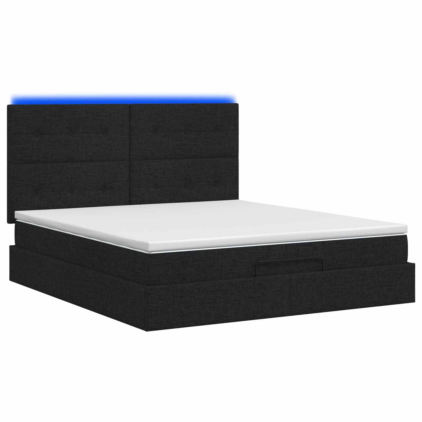 Ottoman-Bett mit Matratze und LED Schwarz 140 x 200 cm Stoff