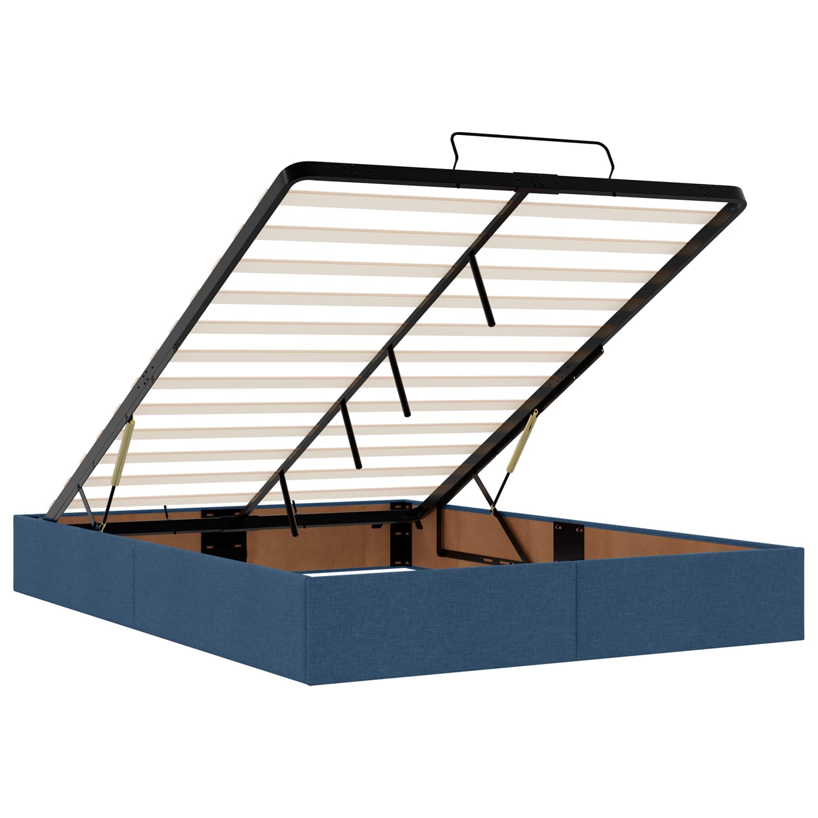 Ottoman-Bett mit Matratze und LED Blau 140 x 200 cm Stoff