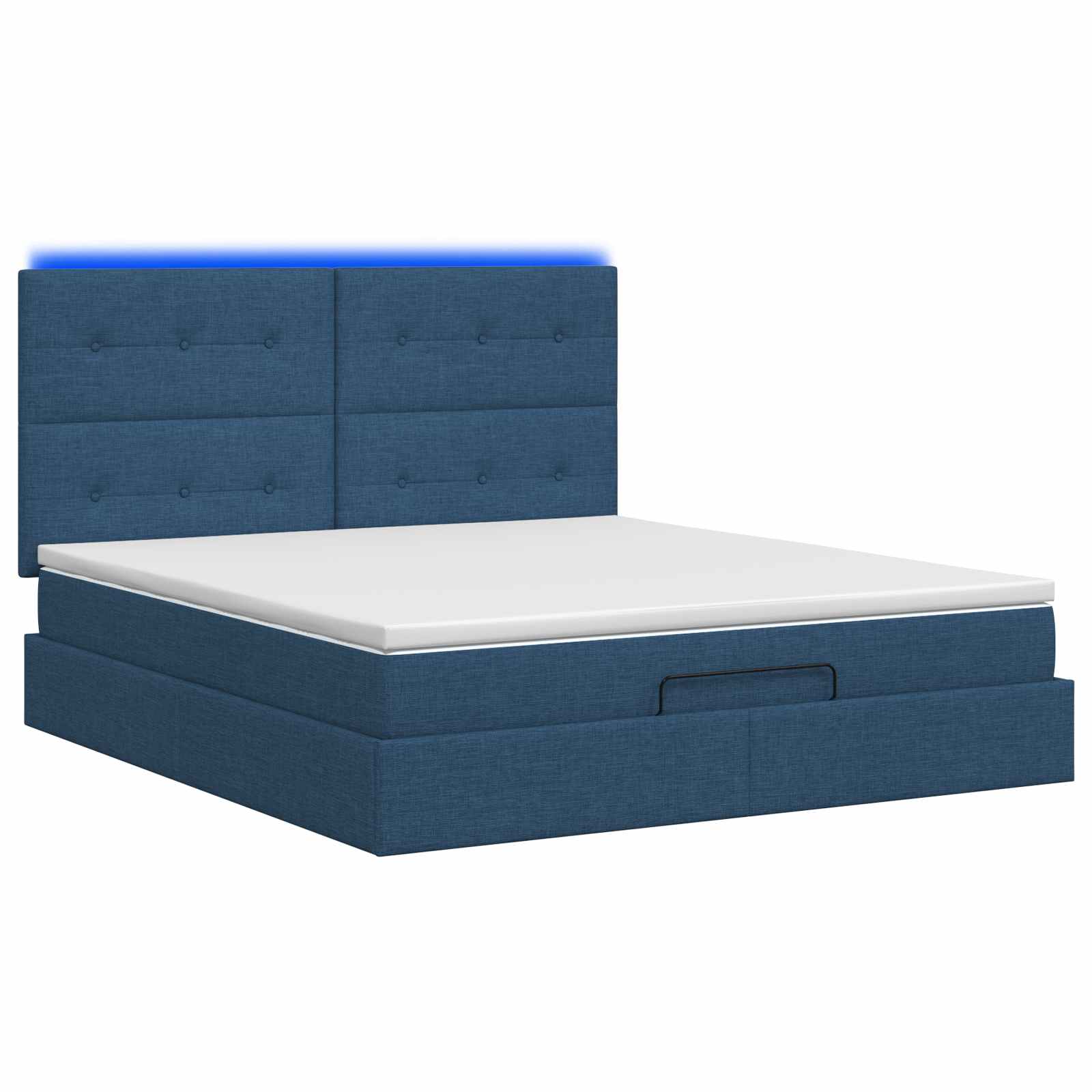 Ottoman-Bett mit Matratze und LED Blau 140 x 200 cm Stoff
