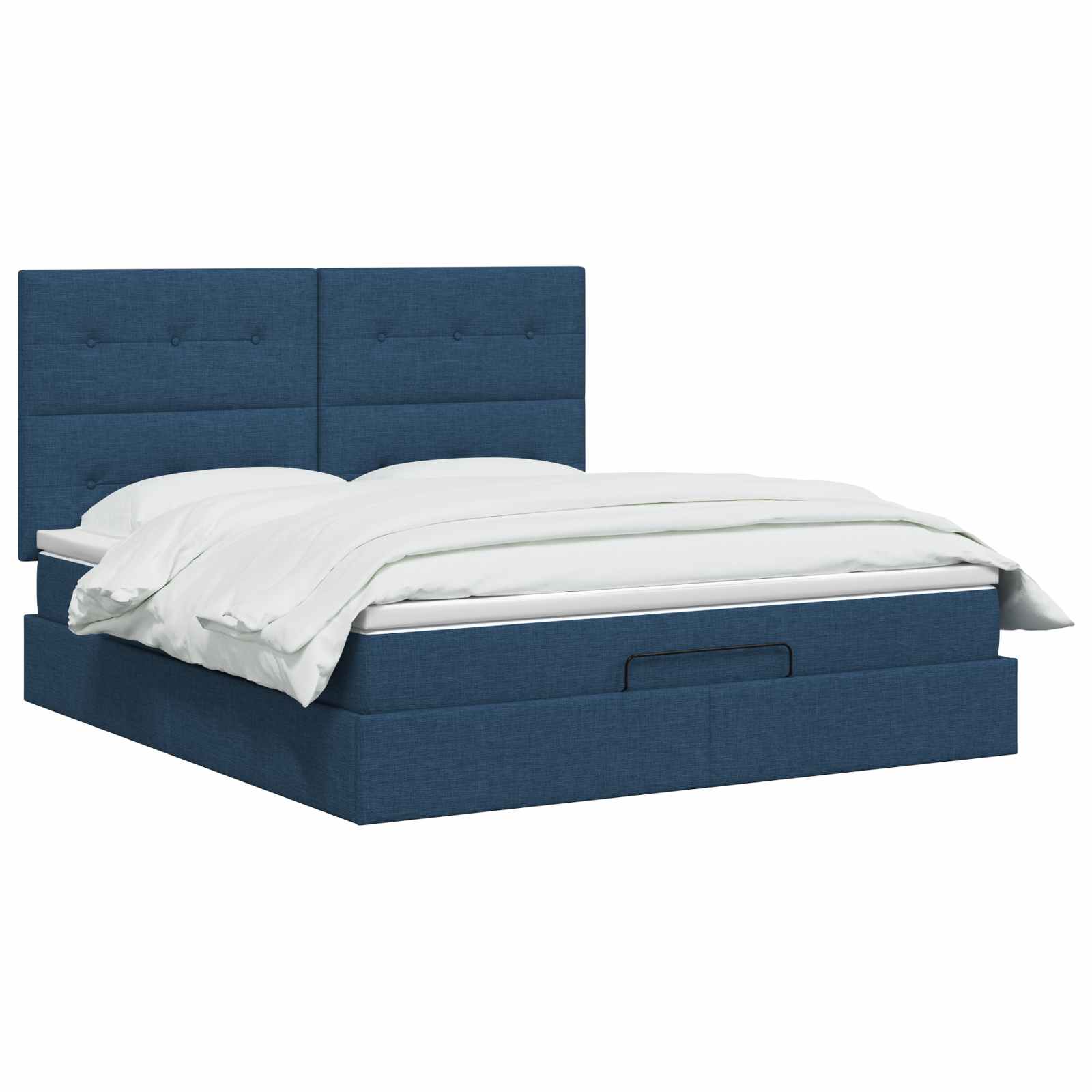Ottoman-Bett mit Matratze und LED Blau 140 x 200 cm Stoff