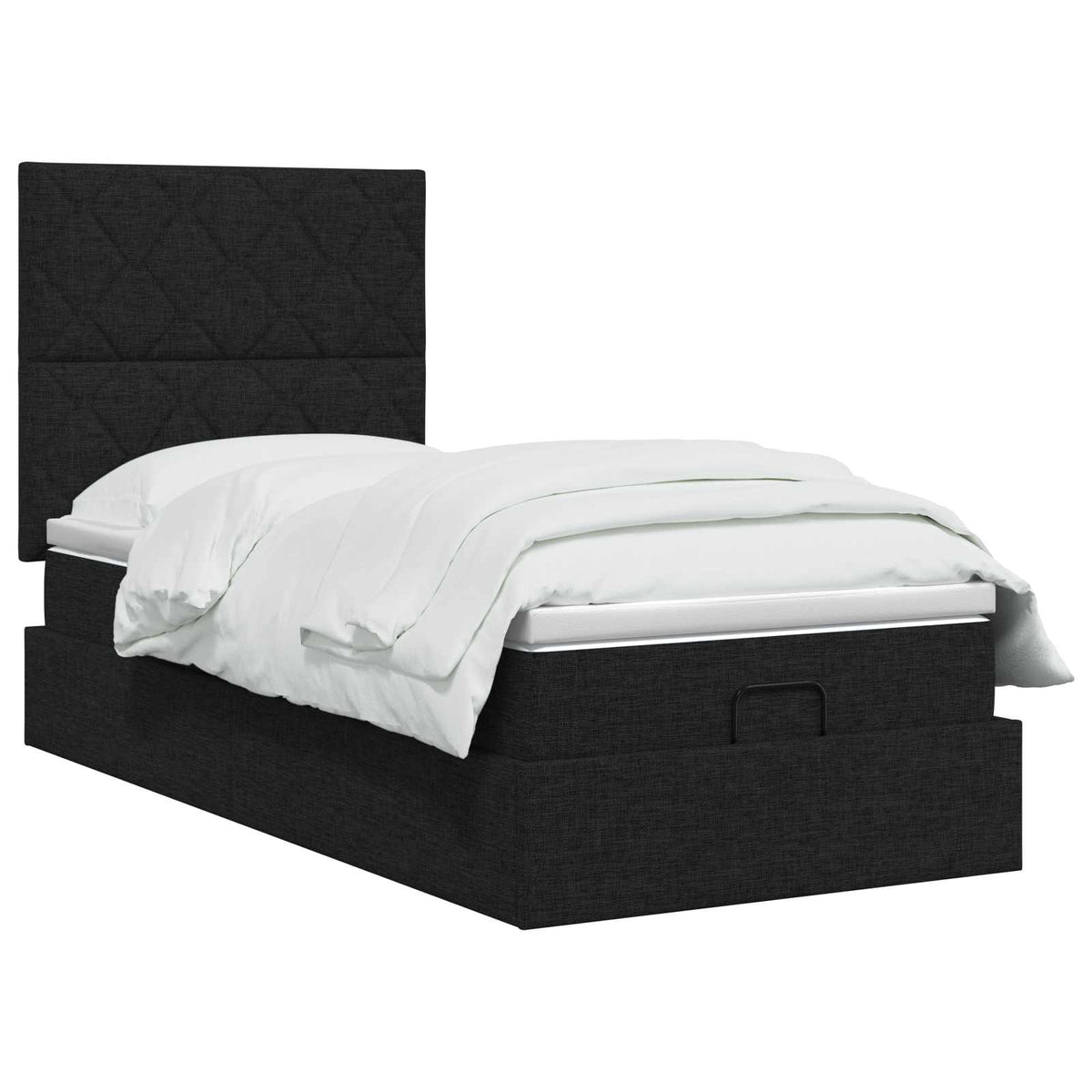 Ottoman-Bett mit Matratze und LED Schwarz 80 x 200 cm Stoff
