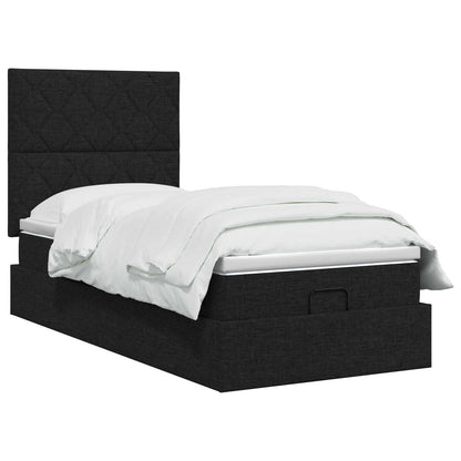 Ottoman-Bett mit Matratze und LED Schwarz 80 x 200 cm Stoff