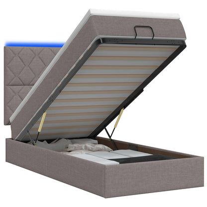 Ottoman-Bett mit Matratze und LED Taupe 80 x 200 cm Stoff