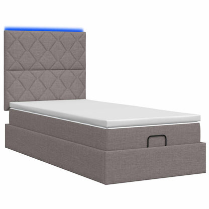 Ottoman-Bett mit Matratze und LED Taupe 80 x 200 cm Stoff