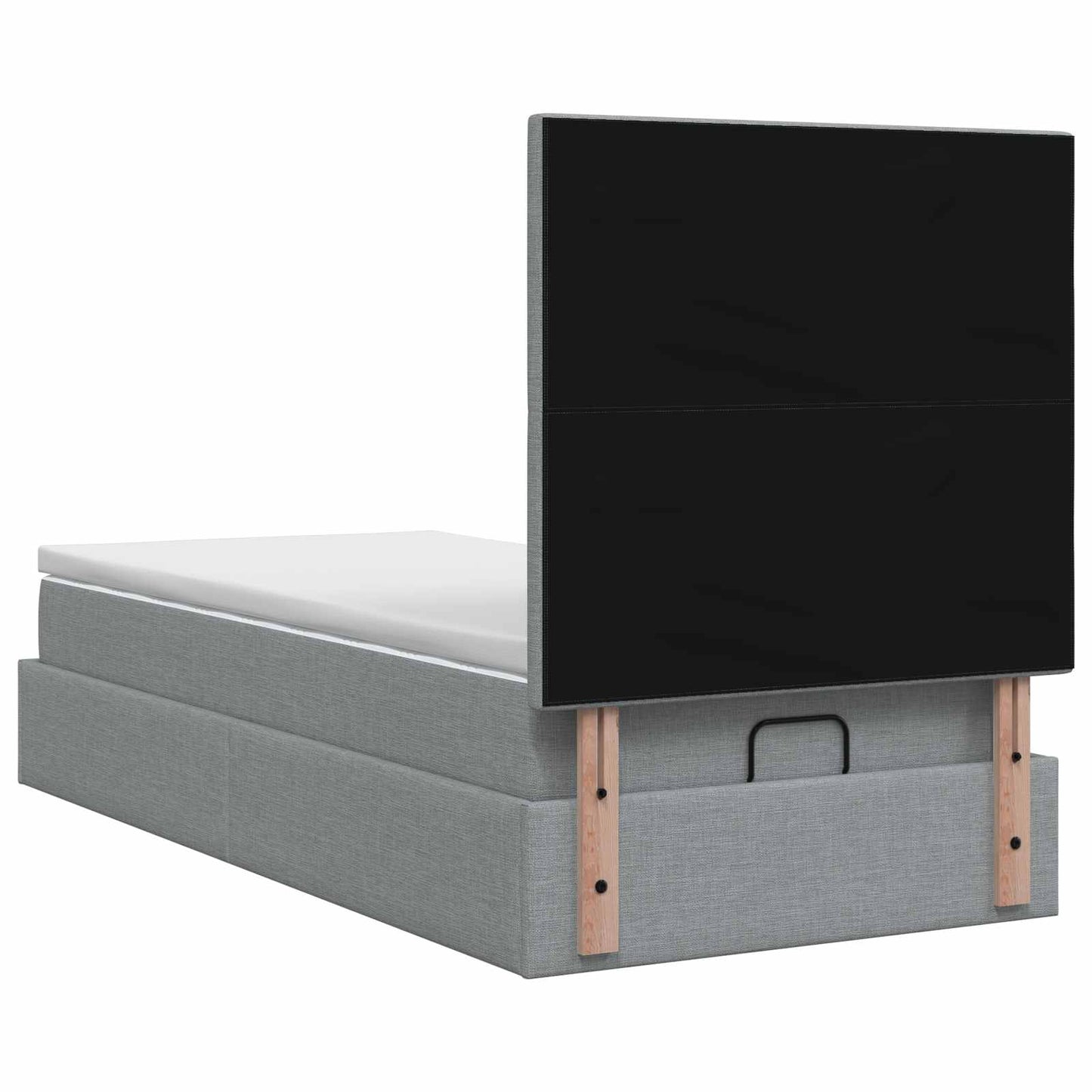 Ottoman-Bett mit Matratze und LED Hellgrau 90 x 190 cm Stoff