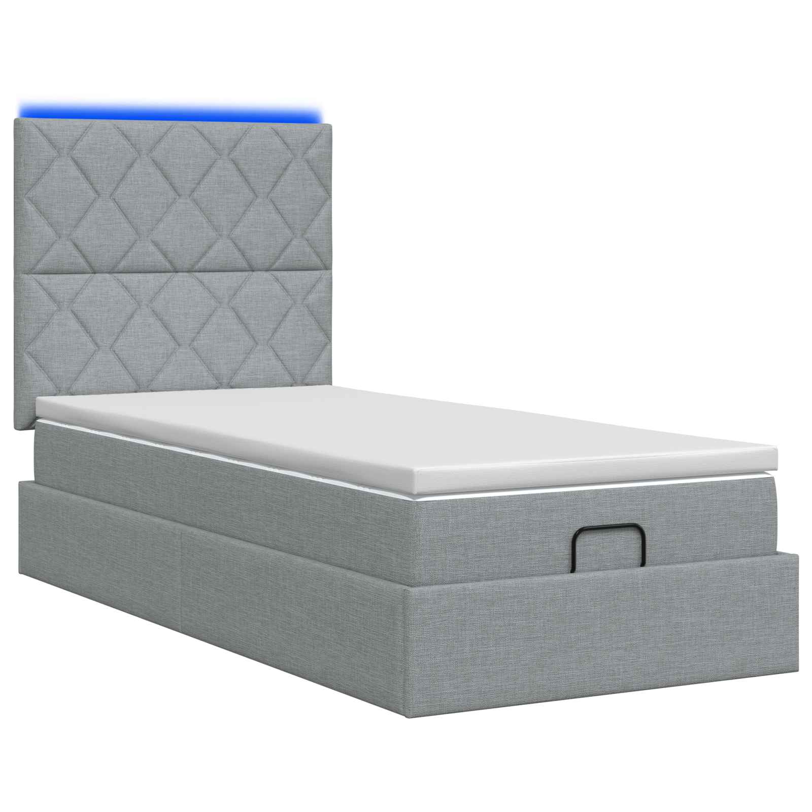 Ottoman-Bett mit Matratze und LED Hellgrau 90 x 200 cm Stoff