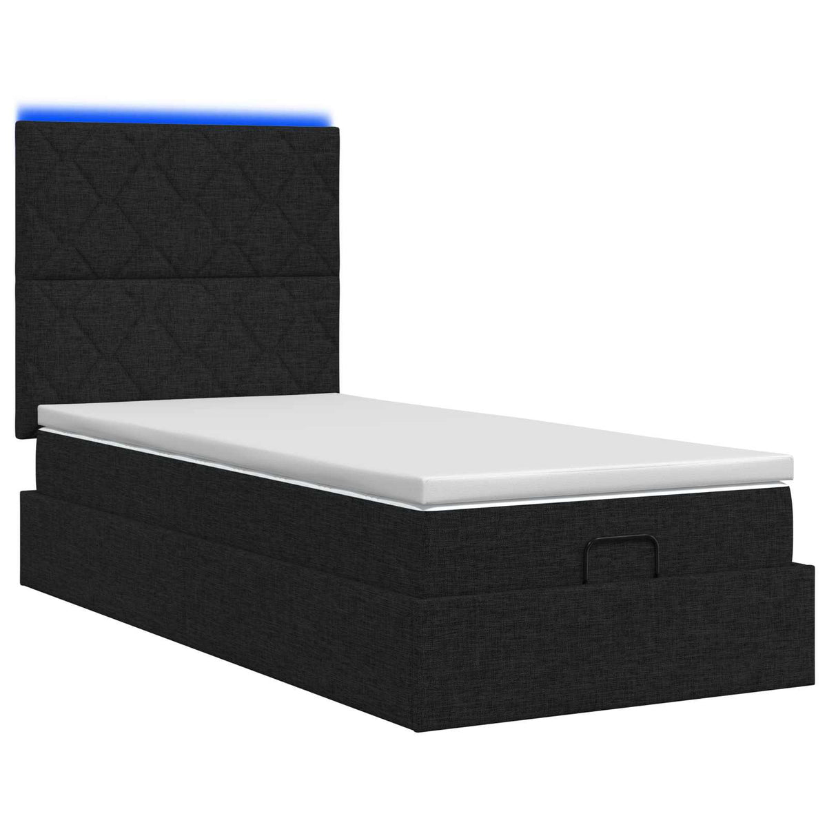 Ottoman-Bett mit Matratze und LED Schwarz 100 x 200 cm Stoff