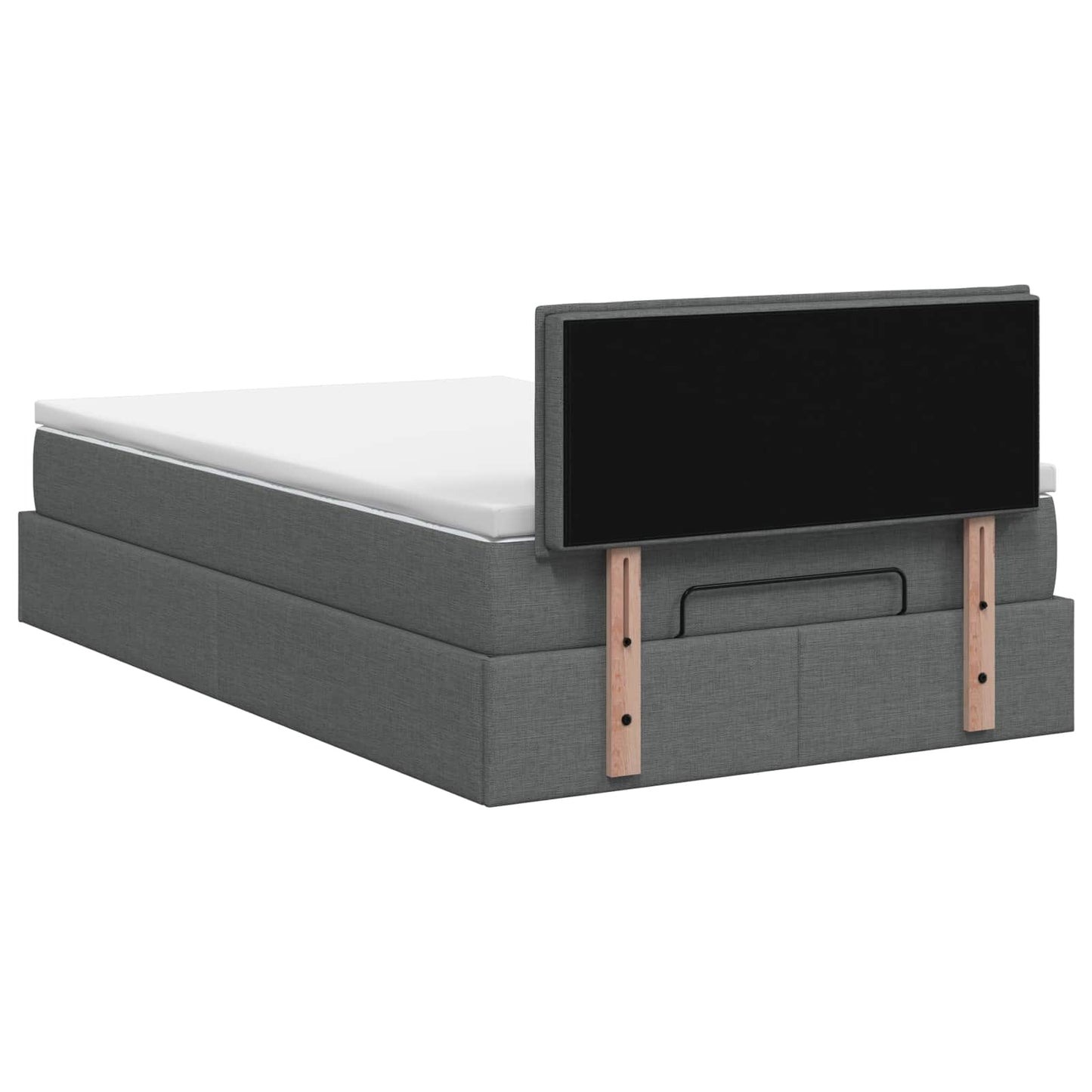 Ottoman-Bett mit Matratze und LED Dunkelgrau 120 x 190 cm Stoff