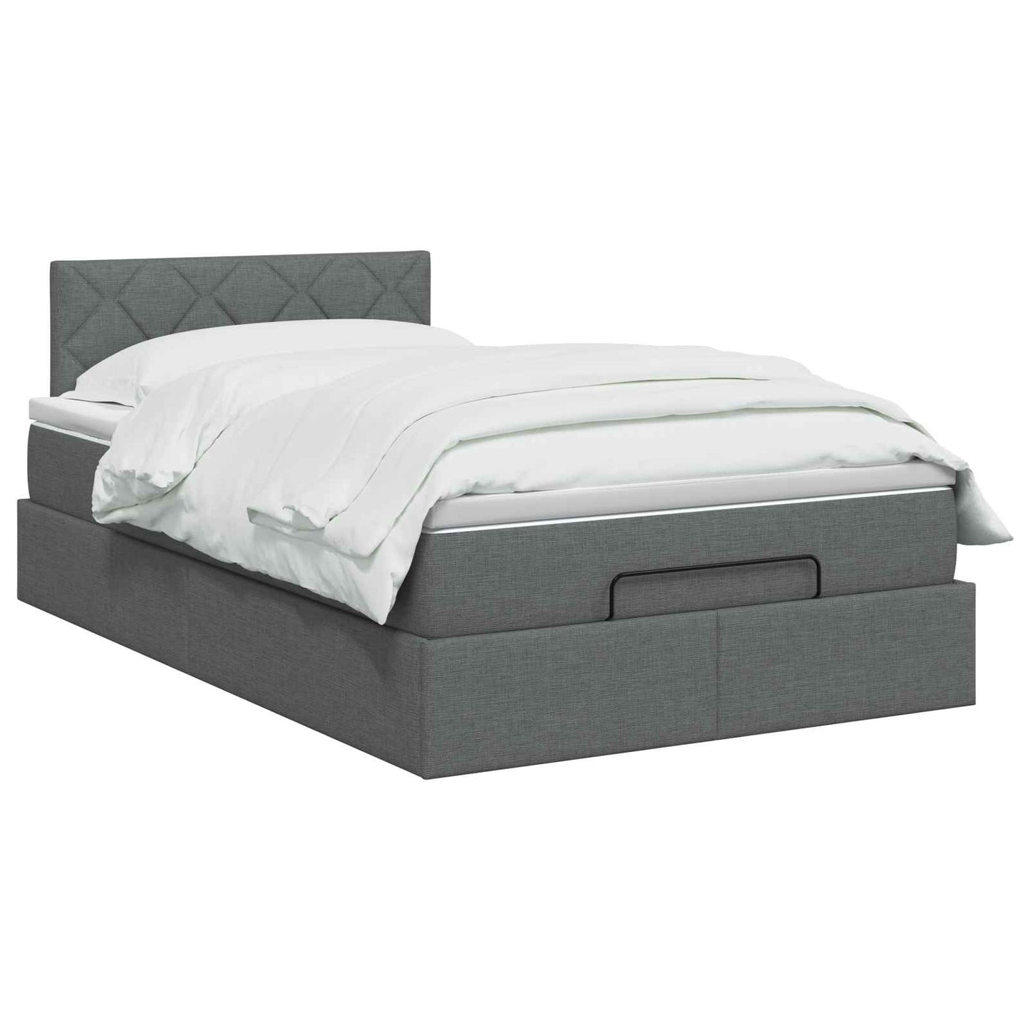 Ottoman-Bett mit Matratze und LED Dunkelgrau 120 x 190 cm Stoff