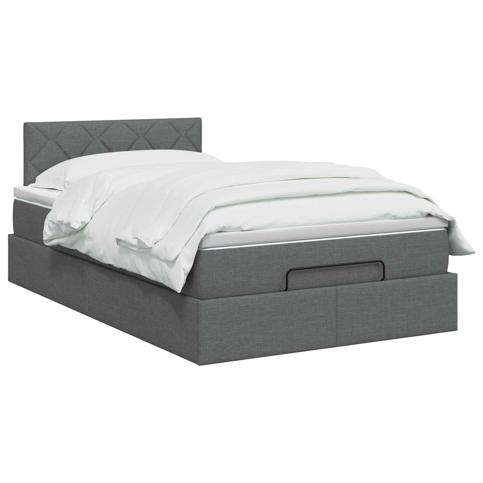 Ottoman-Bett mit Matratze und LED Dunkelgrau 120 x 190 cm Stoff