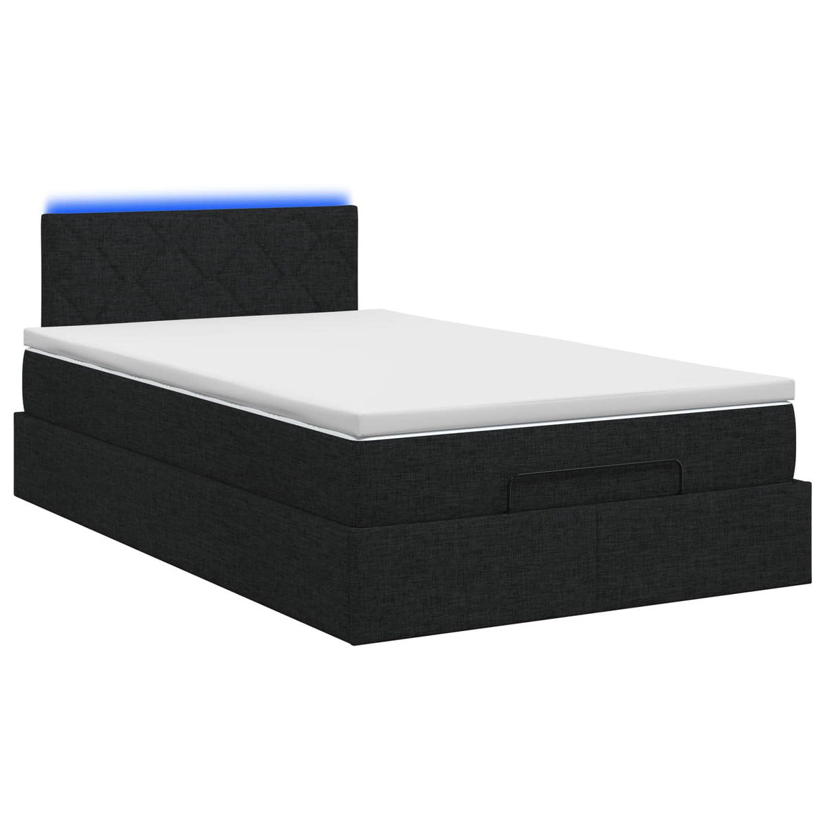 Ottoman-Bett mit Matratze und LED Schwarz 120 x 190 cm Stoff