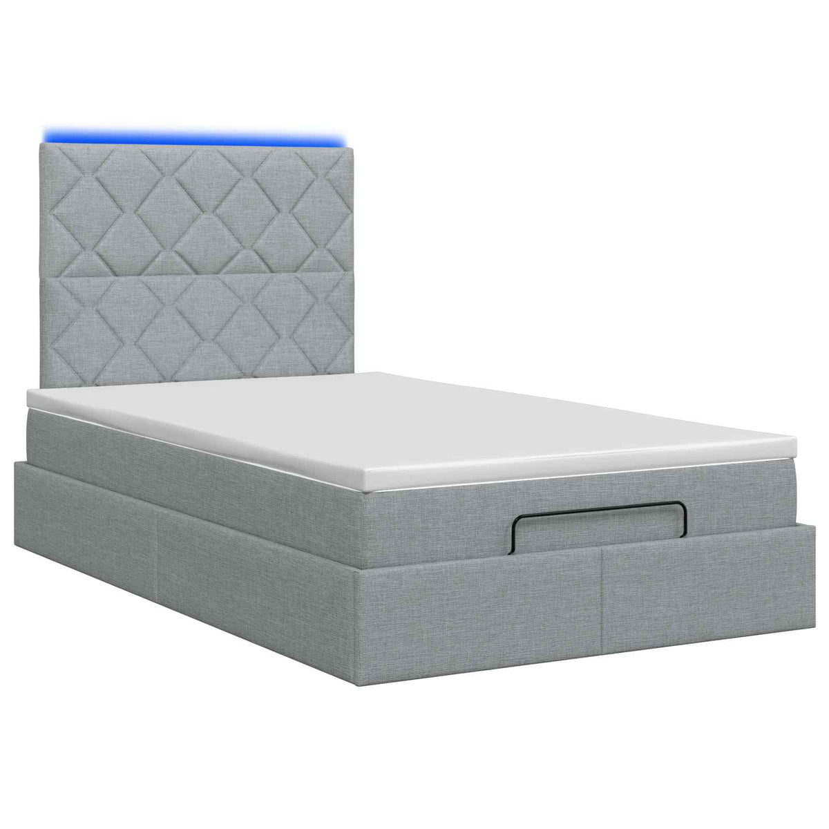 Ottoman-Bett mit Matratze und LED Hellgrau 120 x 200 cm Stoff
