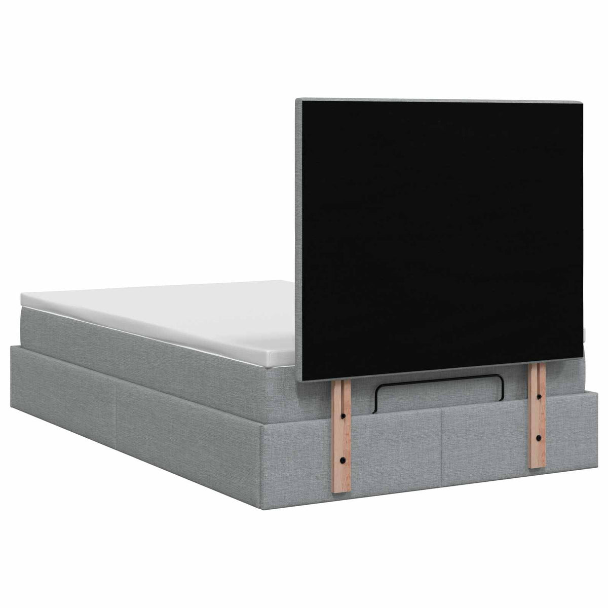Ottoman-Bett mit Matratze und LED Hellgrau 120 x 200 cm Stoff