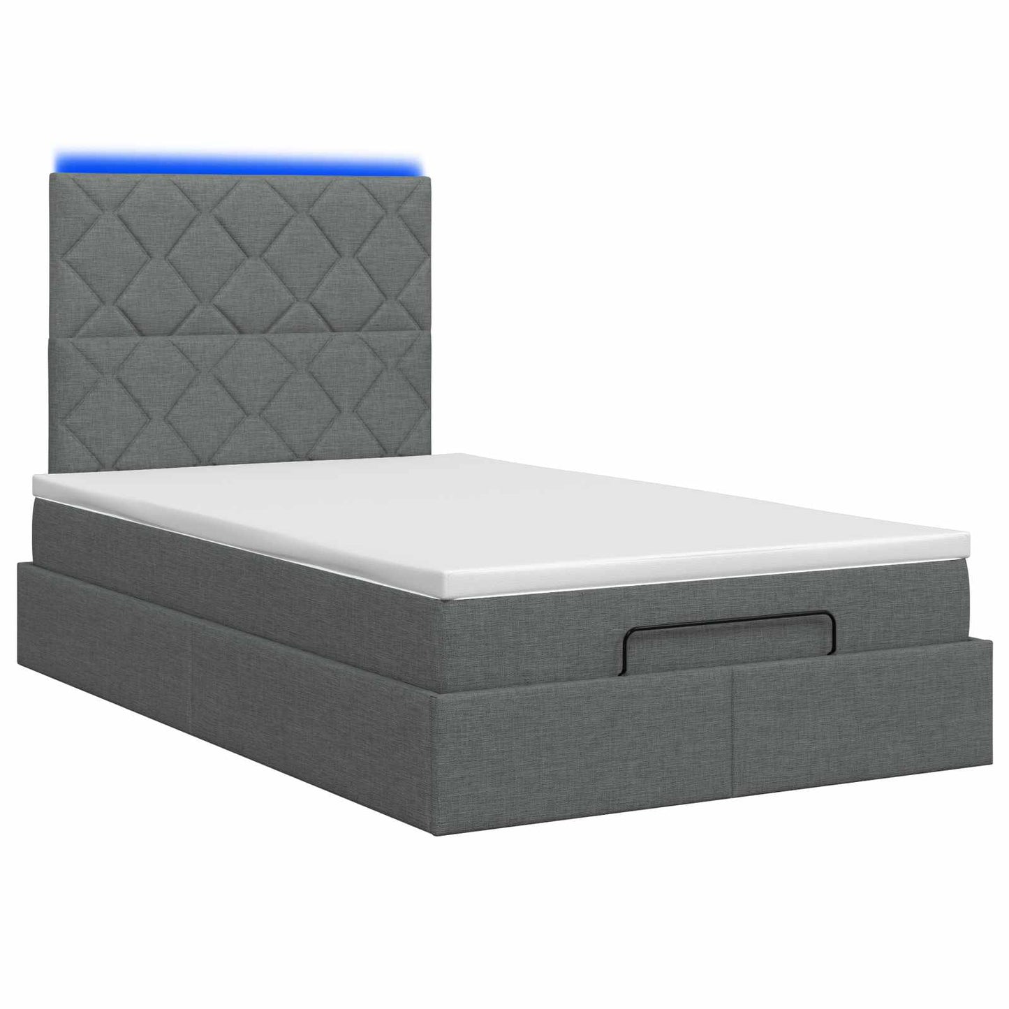 Ottoman-Bett mit Matratze und LED Dunkelgrau 120 x 200 cm Stoff