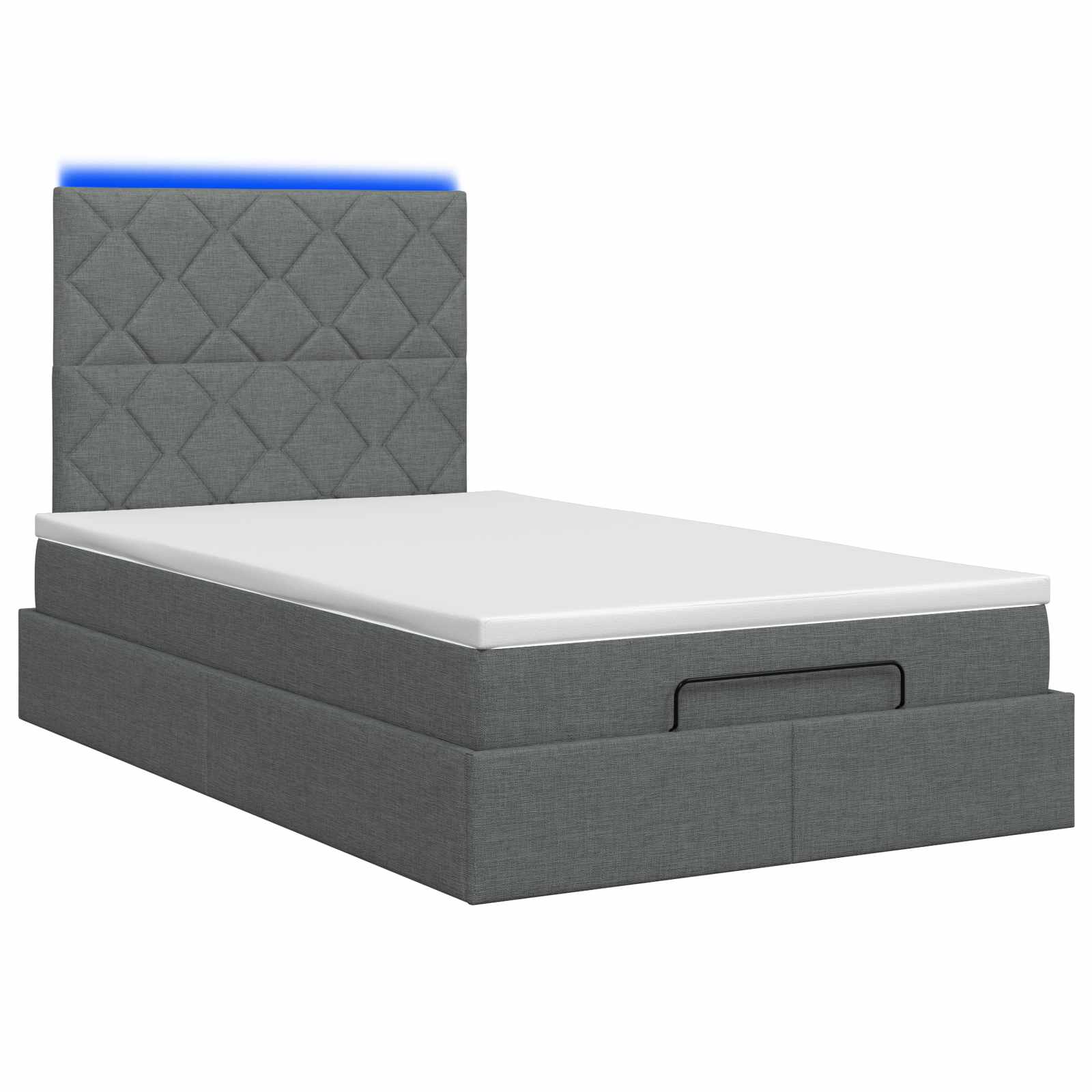 Ottoman-Bett mit Matratze und LED Dunkelgrau 120 x 200 cm Stoff
