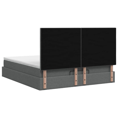 Ottoman-Bett mit Matratze und LED Dunkelgrau 140 x 200 cm Stoff