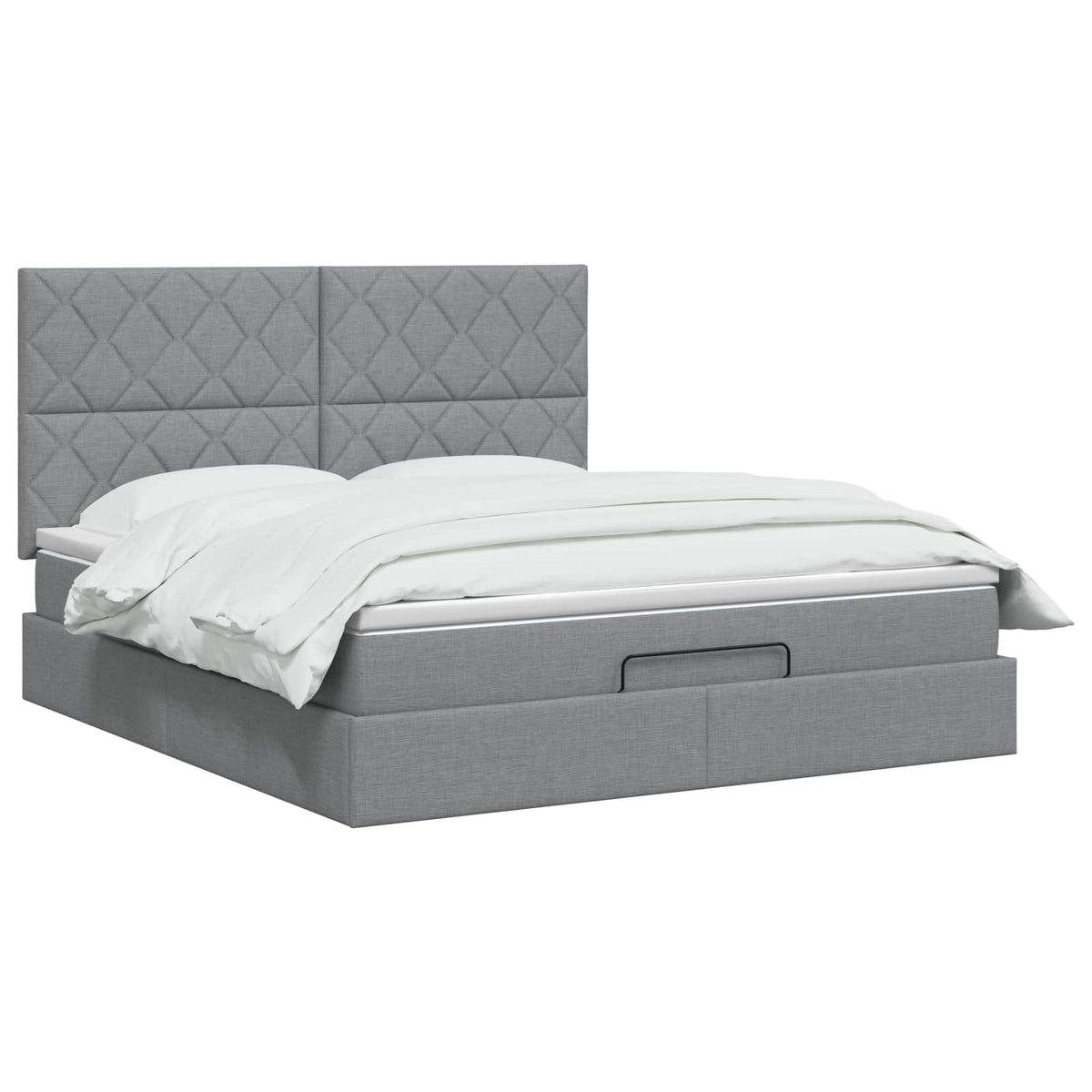 Ottoman-Bett mit Matratze und LED Hellgrau 160 x 200 cm Stoff