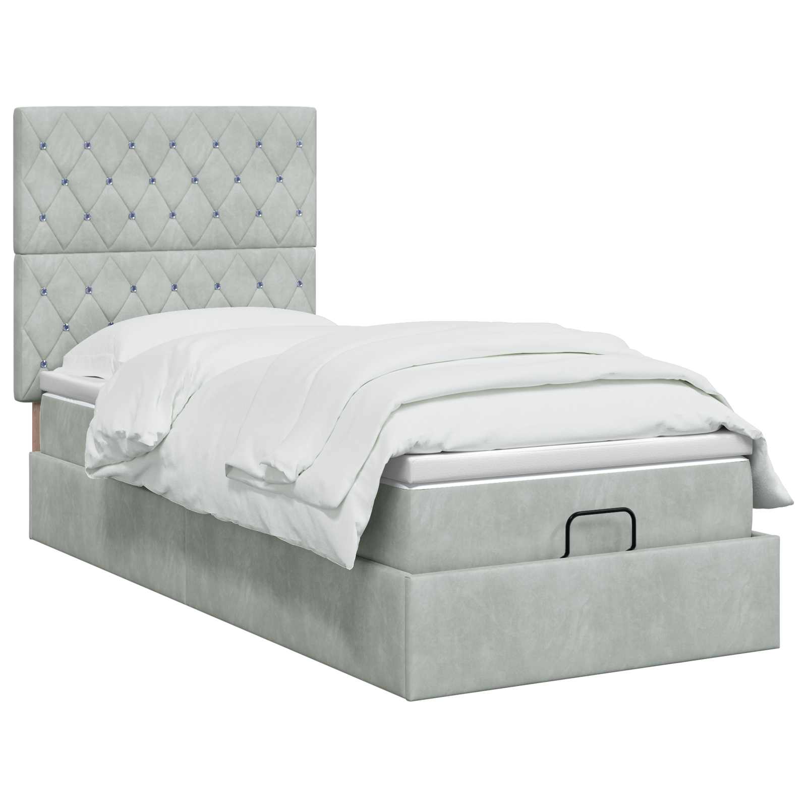 Ottoman-Bett mit Matratze und LED Hellgrau 80 x 200 cm Samt