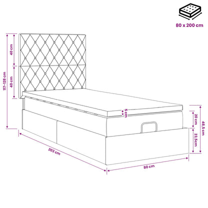 Ottoman-Bett mit Matratze und LED Dunkelgrau 80 x 200 cm Samt