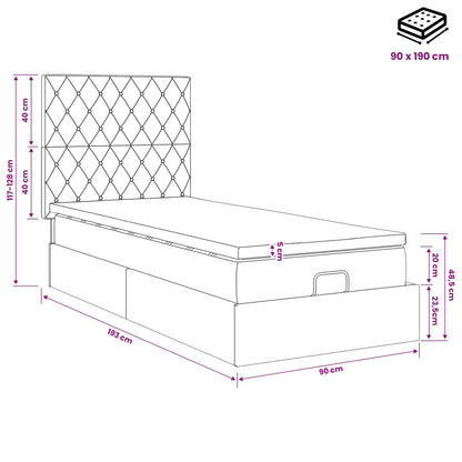 Ottoman-Bett mit Matratze und LED Dunkelgrau 90 x 190 cm Samt
