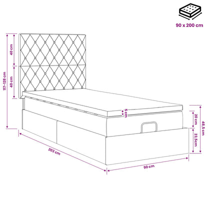 Ottoman-Bett mit Matratze und LED Hellgrau 90 x 200 cm Samt