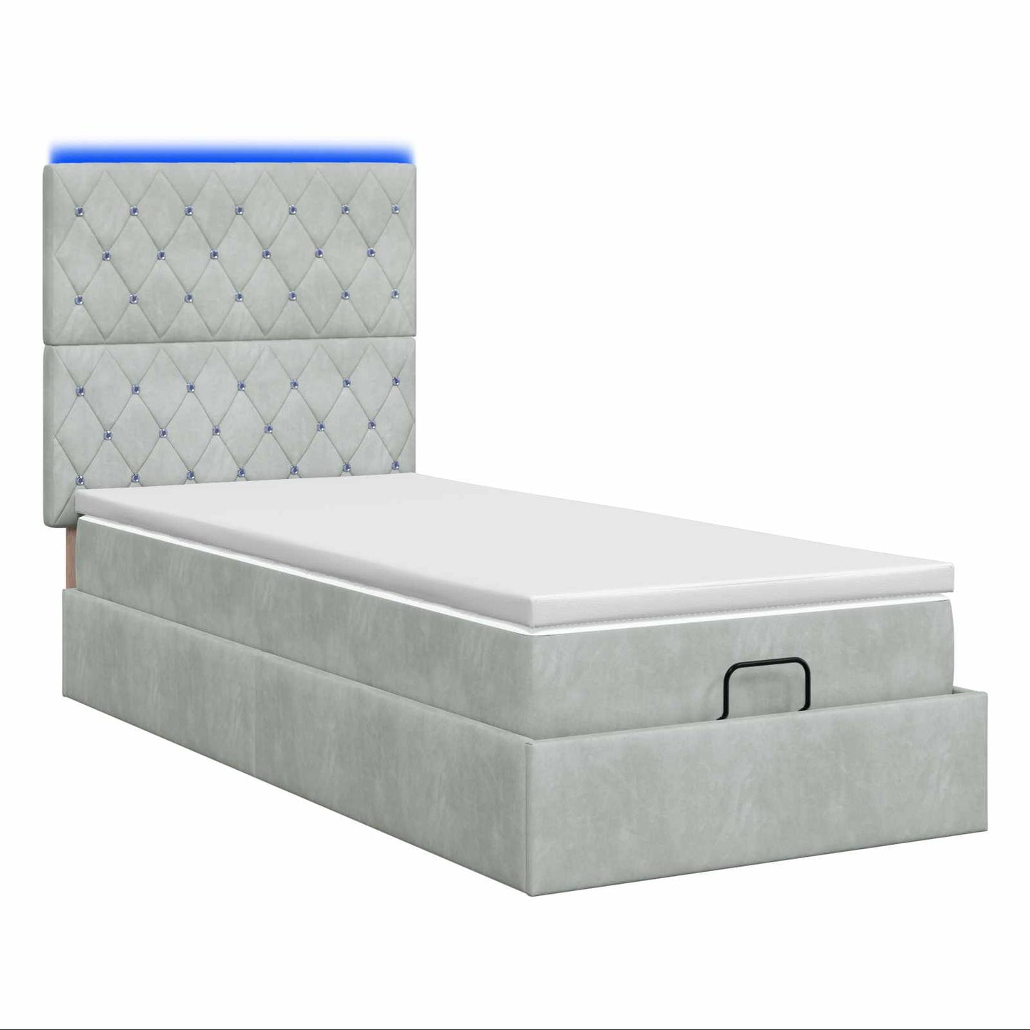 Ottoman-Bett mit Matratze und LED Hellgrau 100 x 200 cm Samt