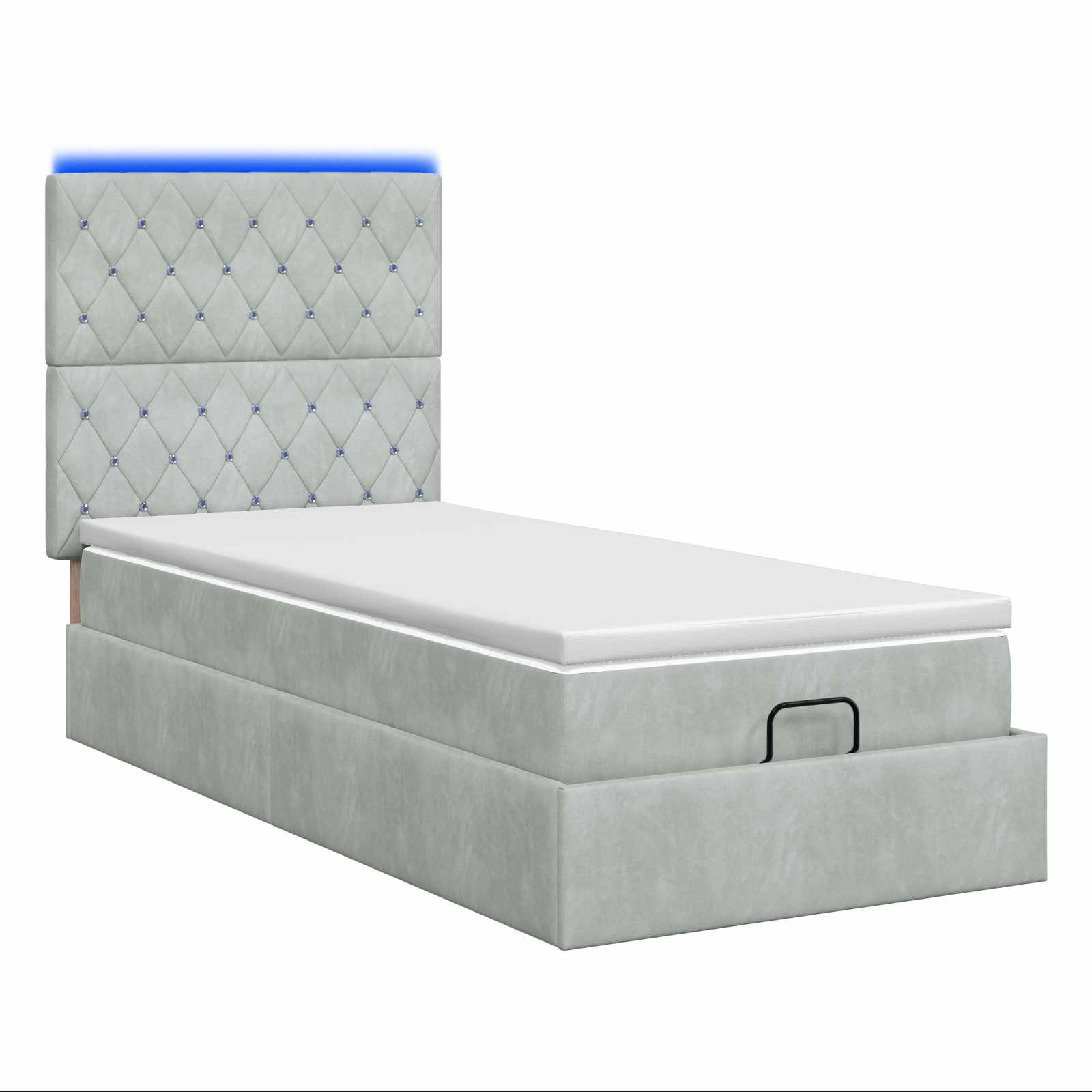 Ottoman-Bett mit Matratze und LED Hellgrau 100 x 200 cm Samt