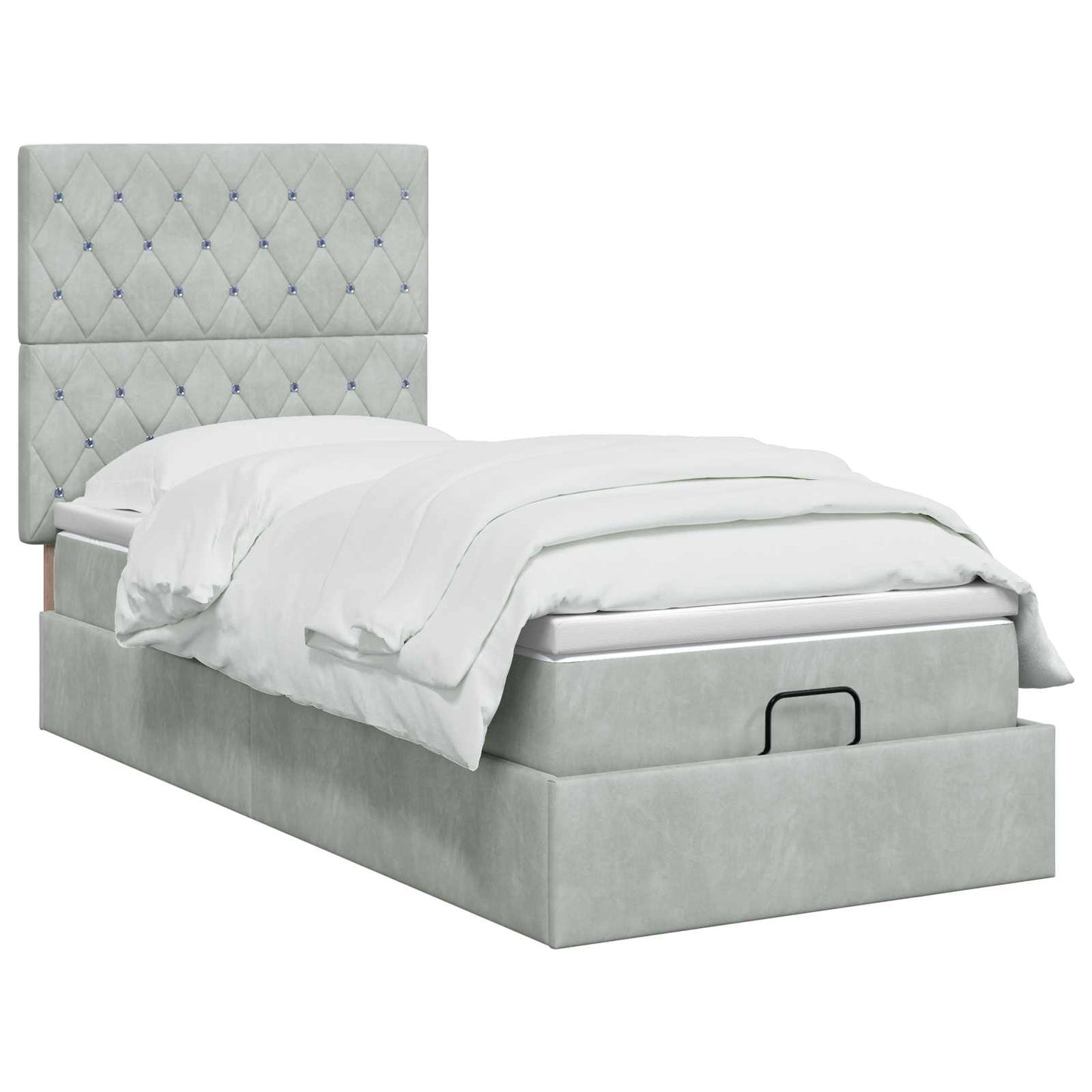 Ottoman-Bett mit Matratze und LED Hellgrau 100 x 200 cm Samt
